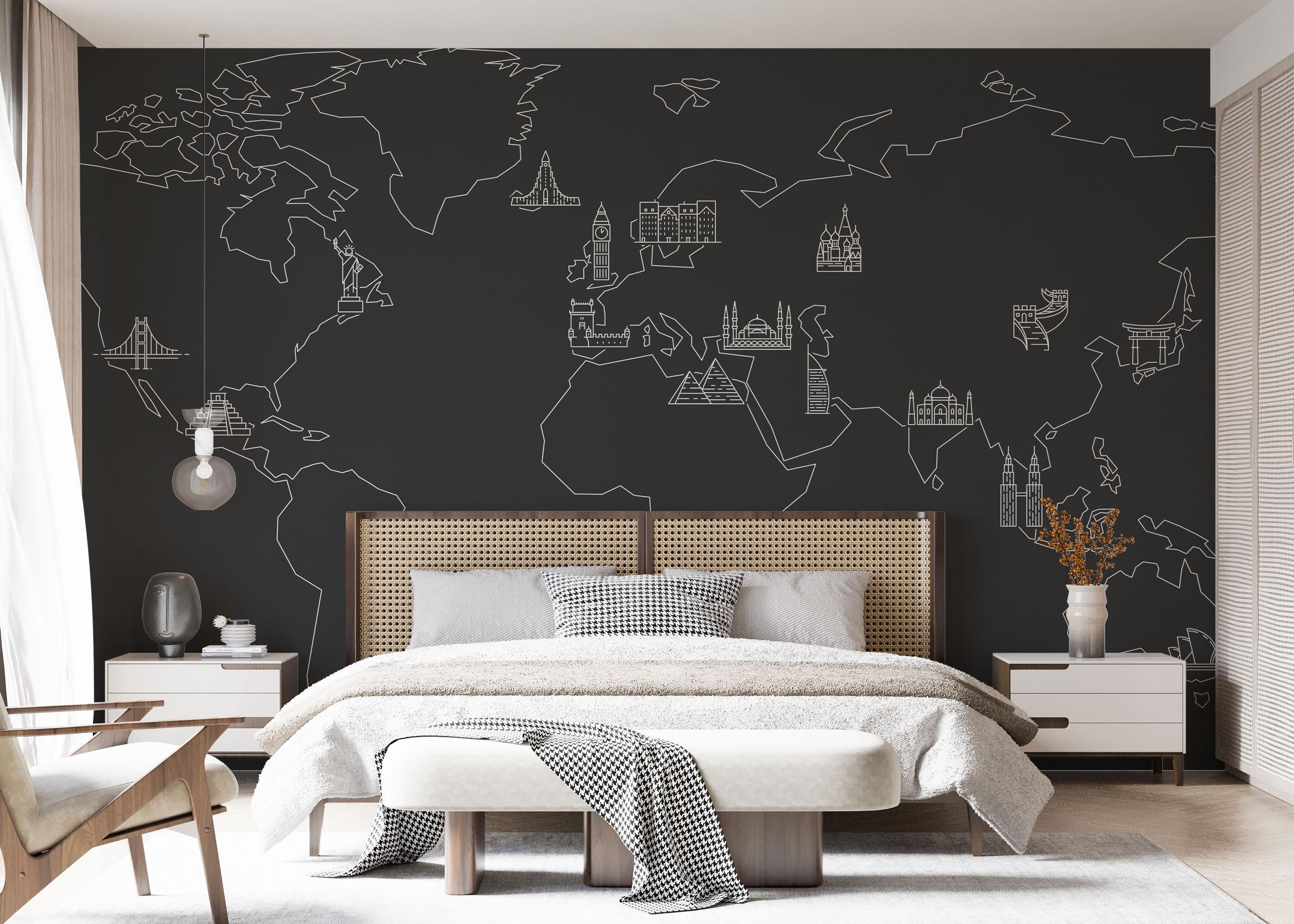 Fototapet Grey White Map mockup 7
