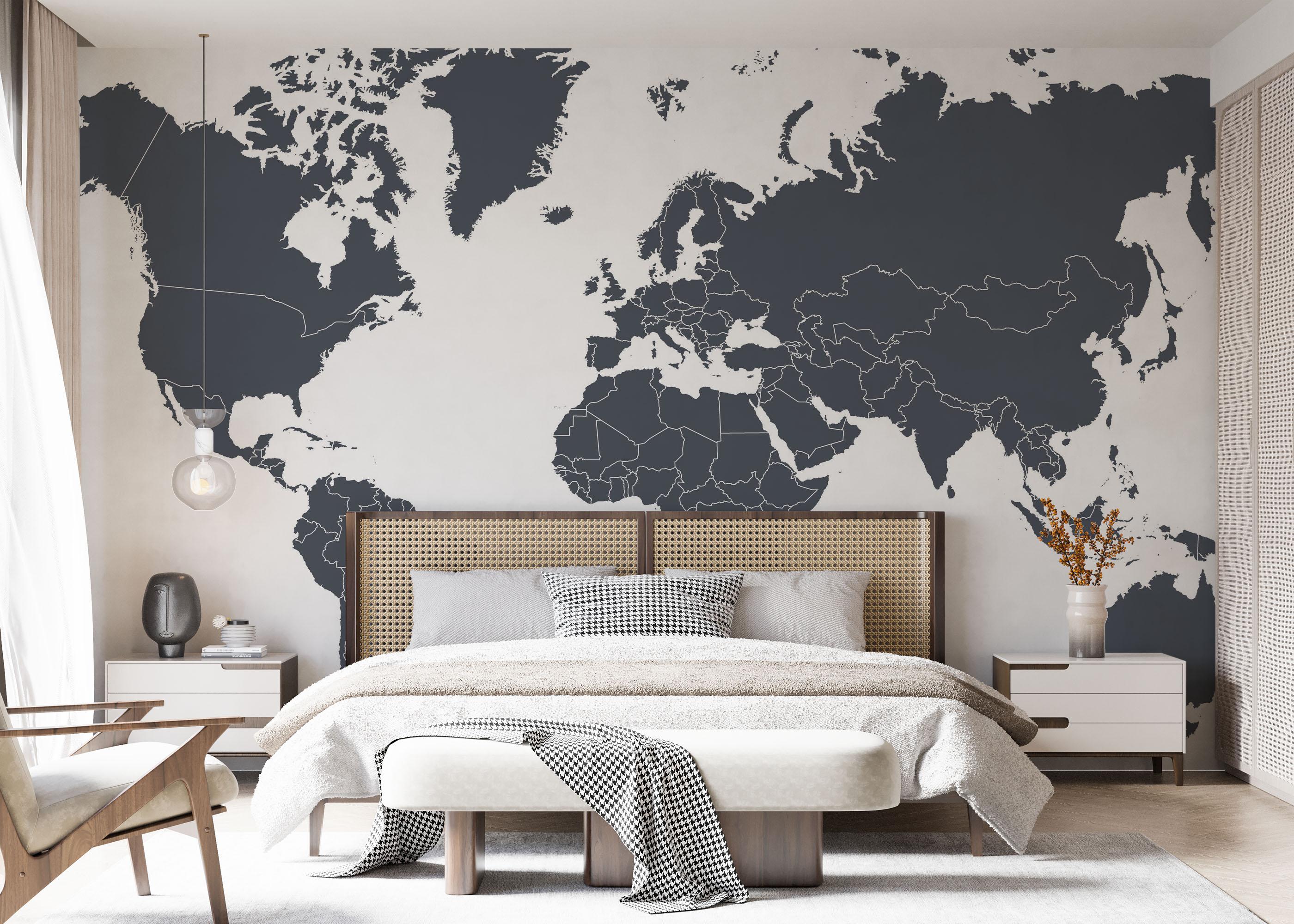Fototapet Grey World Map mockup 7