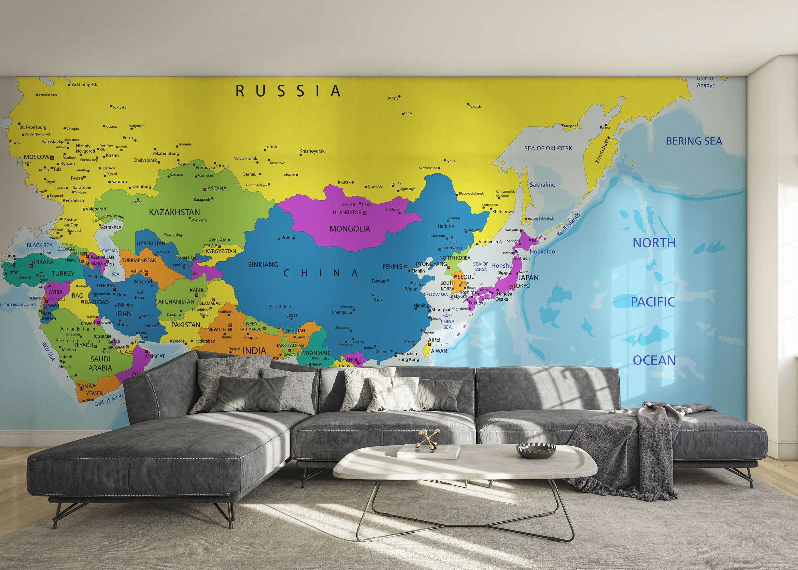 Fototapet Asia Map mockup 0