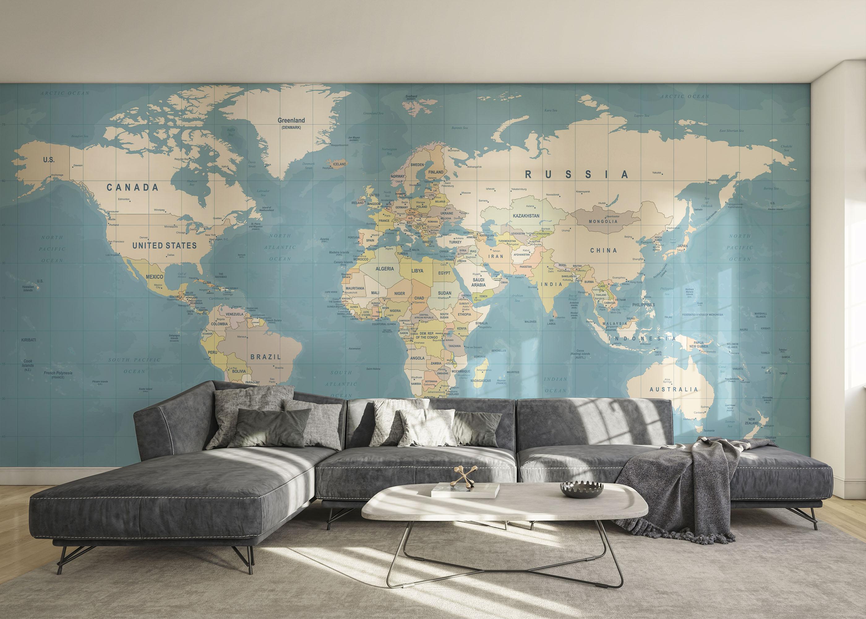 Fototapet Blue Ocean Map mockup 0