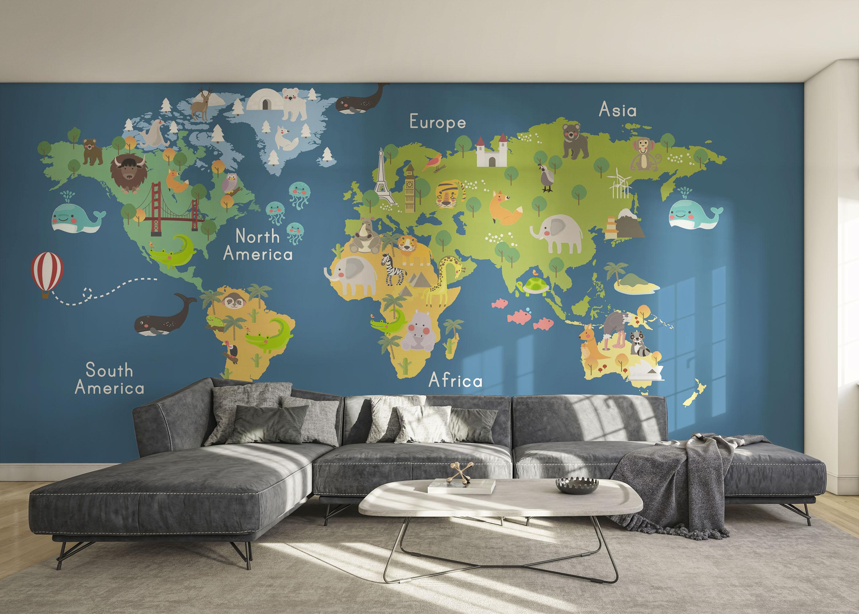 Fototapet Cute Kids Map mockup 0