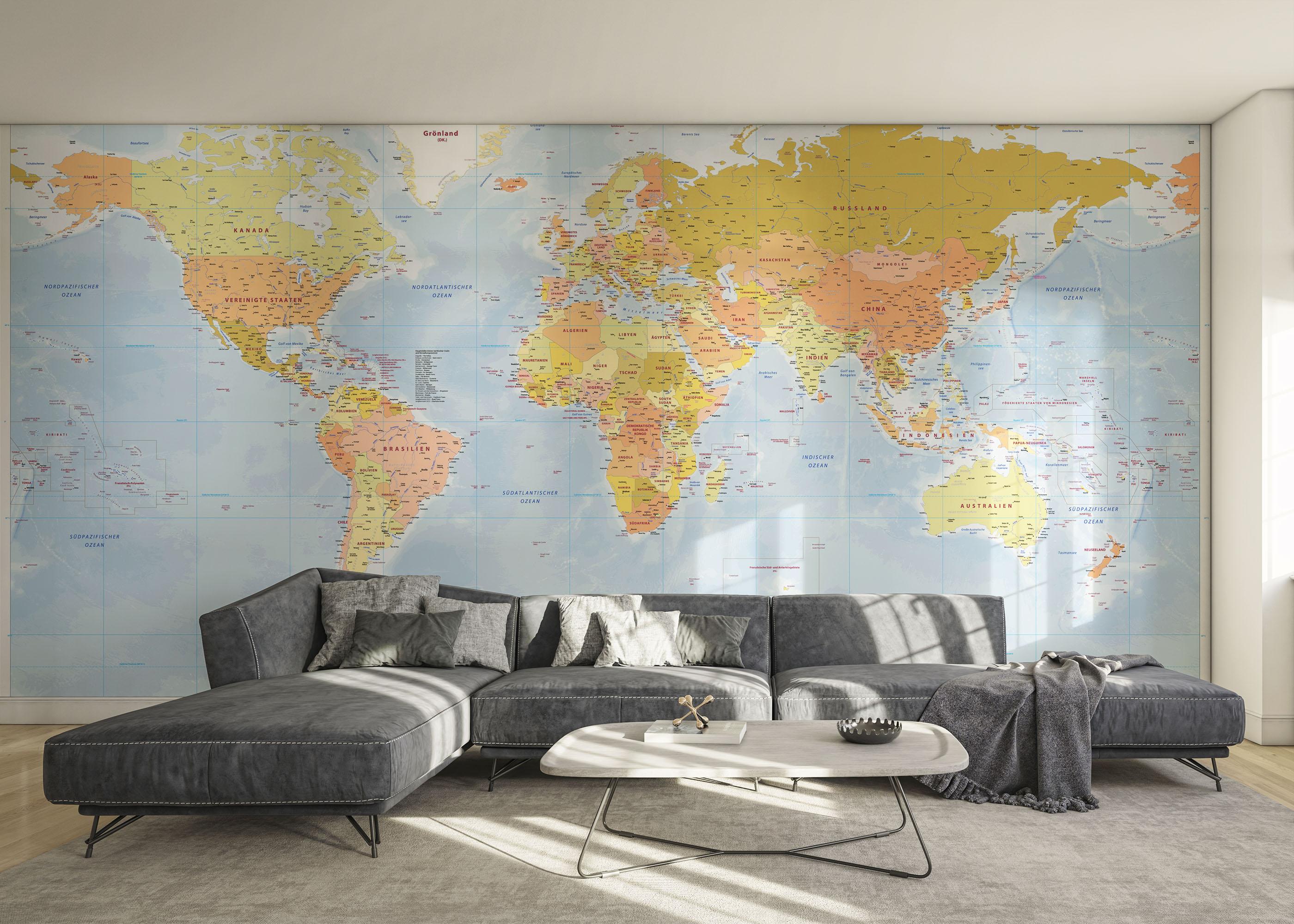 Fototapet Green Orange Map mockup 0