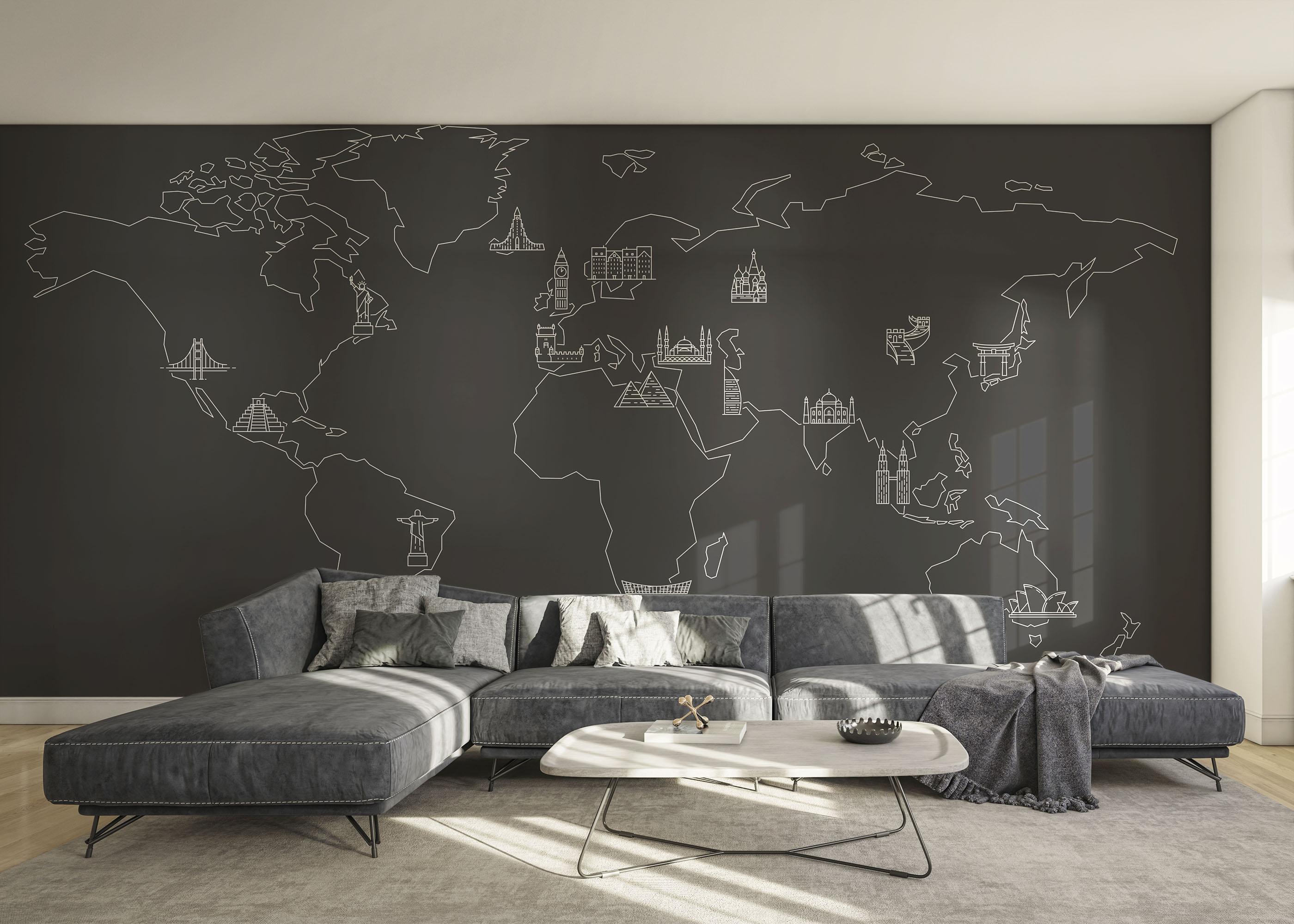 Fototapet Grey White Map mockup 0