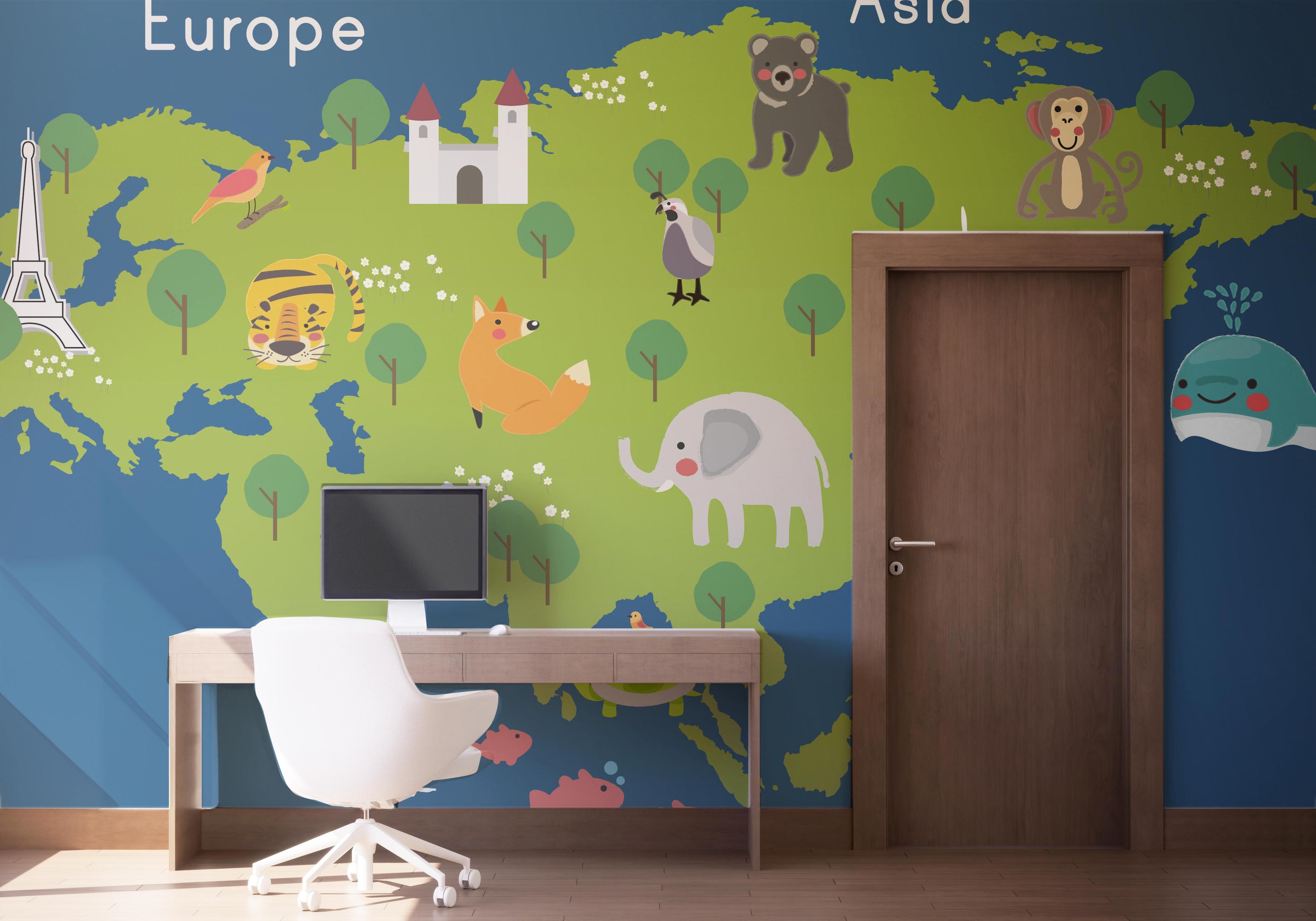 Fototapet Asia Europe Map mockup 1