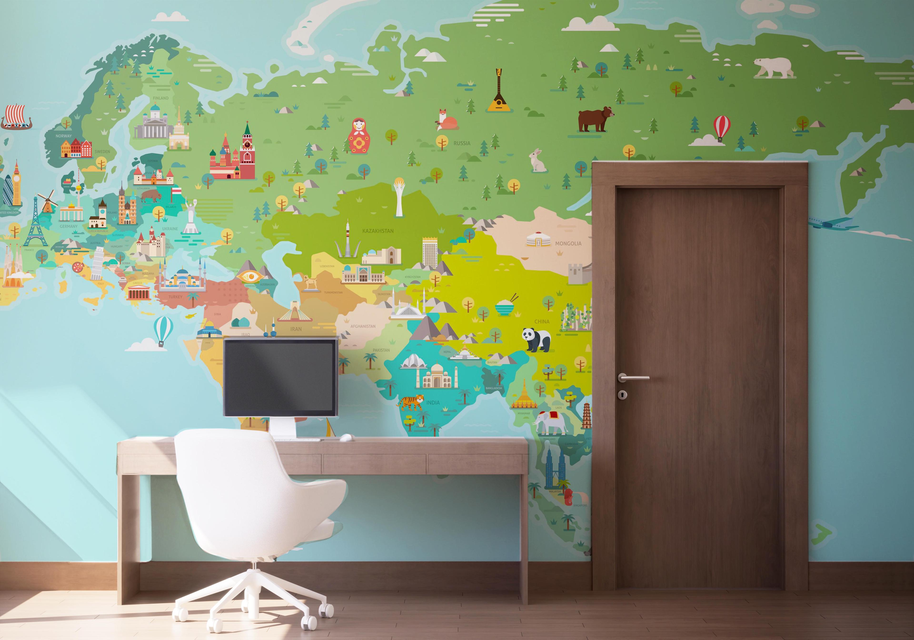Fototapet Big Colorful Map mockup 1