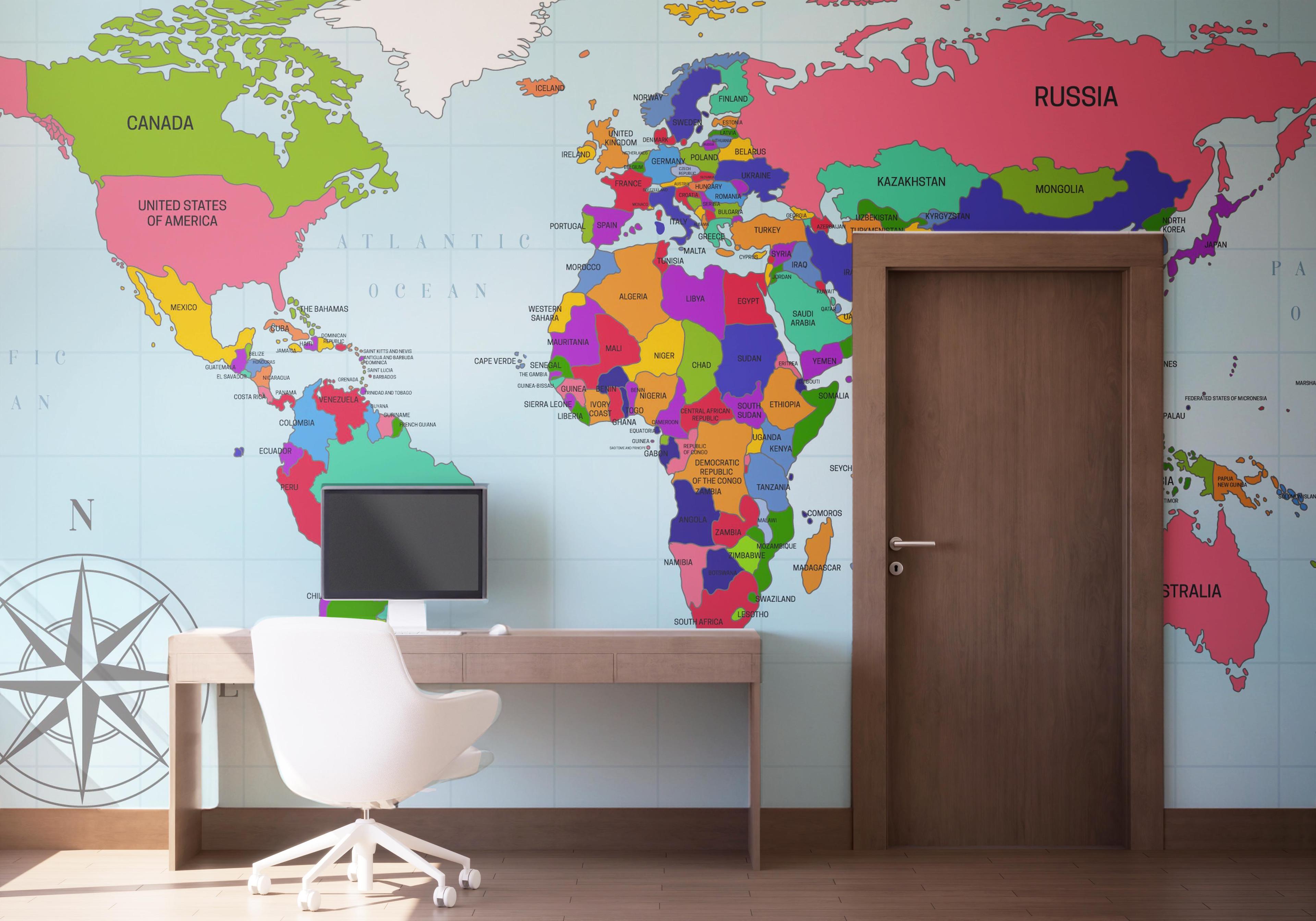 Fototapet Big World Map mockup 1