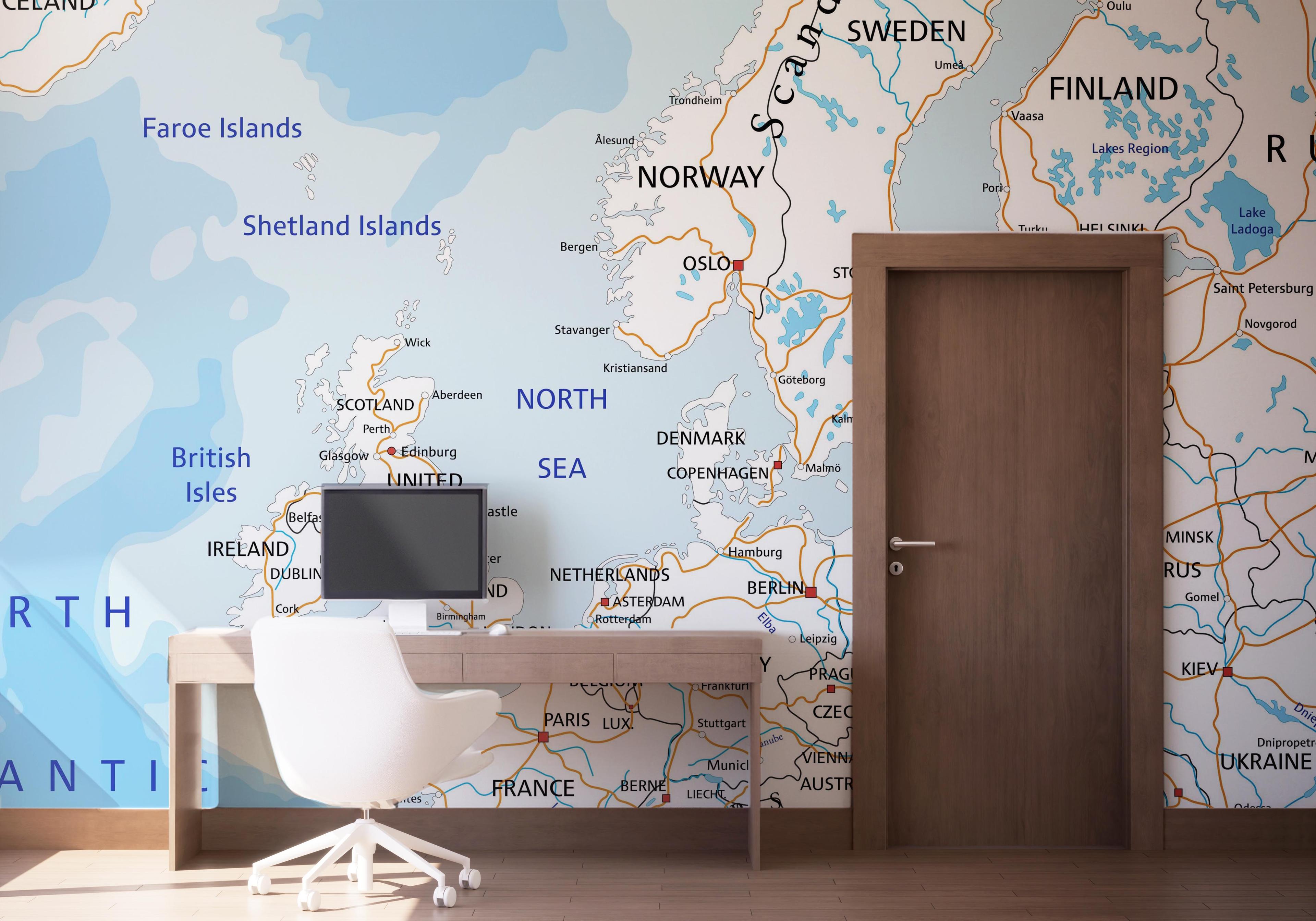 Fototapet Blue Europe Map mockup 1