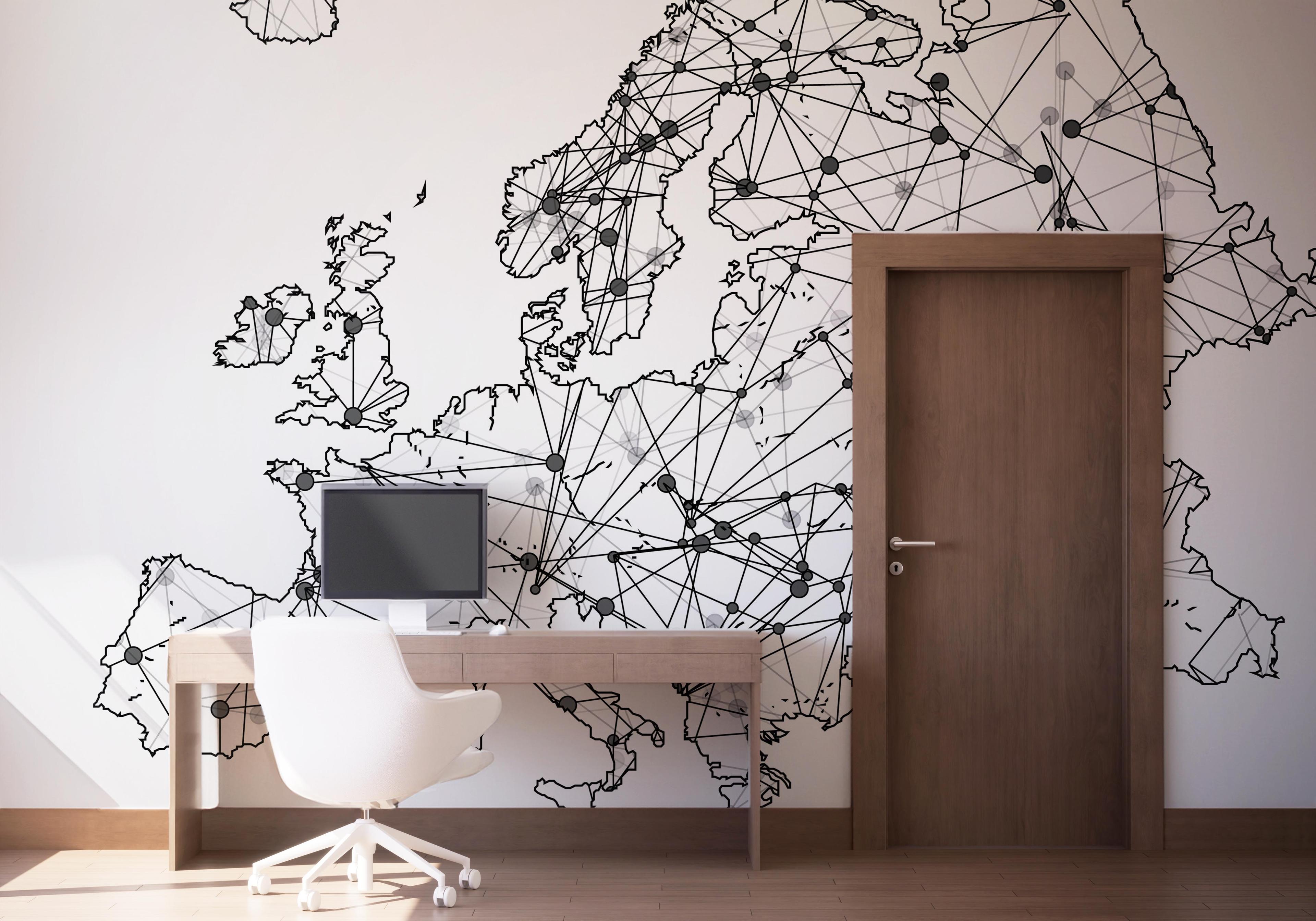 Fototapet Connecting Map mockup 1