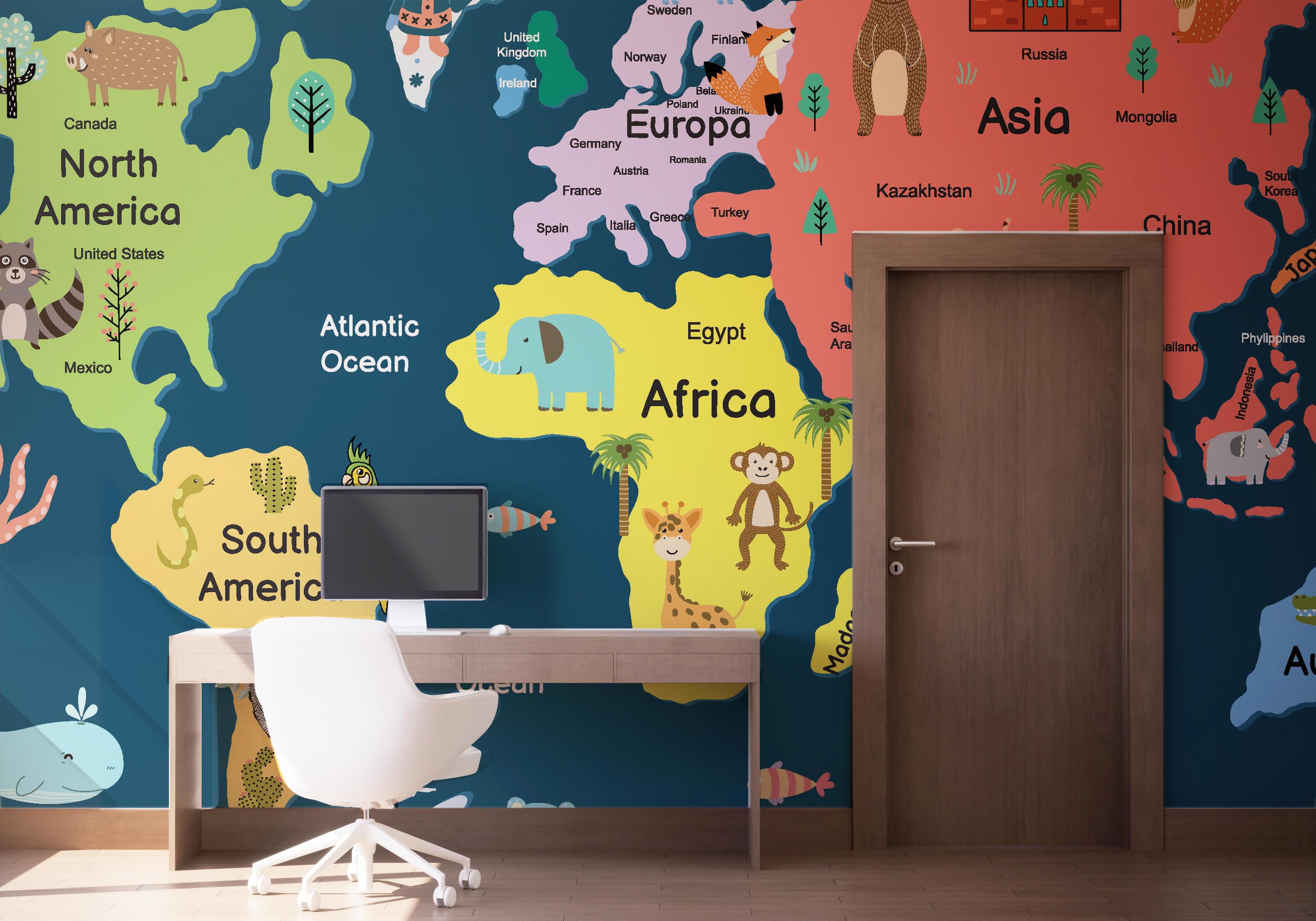 Fototapet Cute Map Art mockup 1