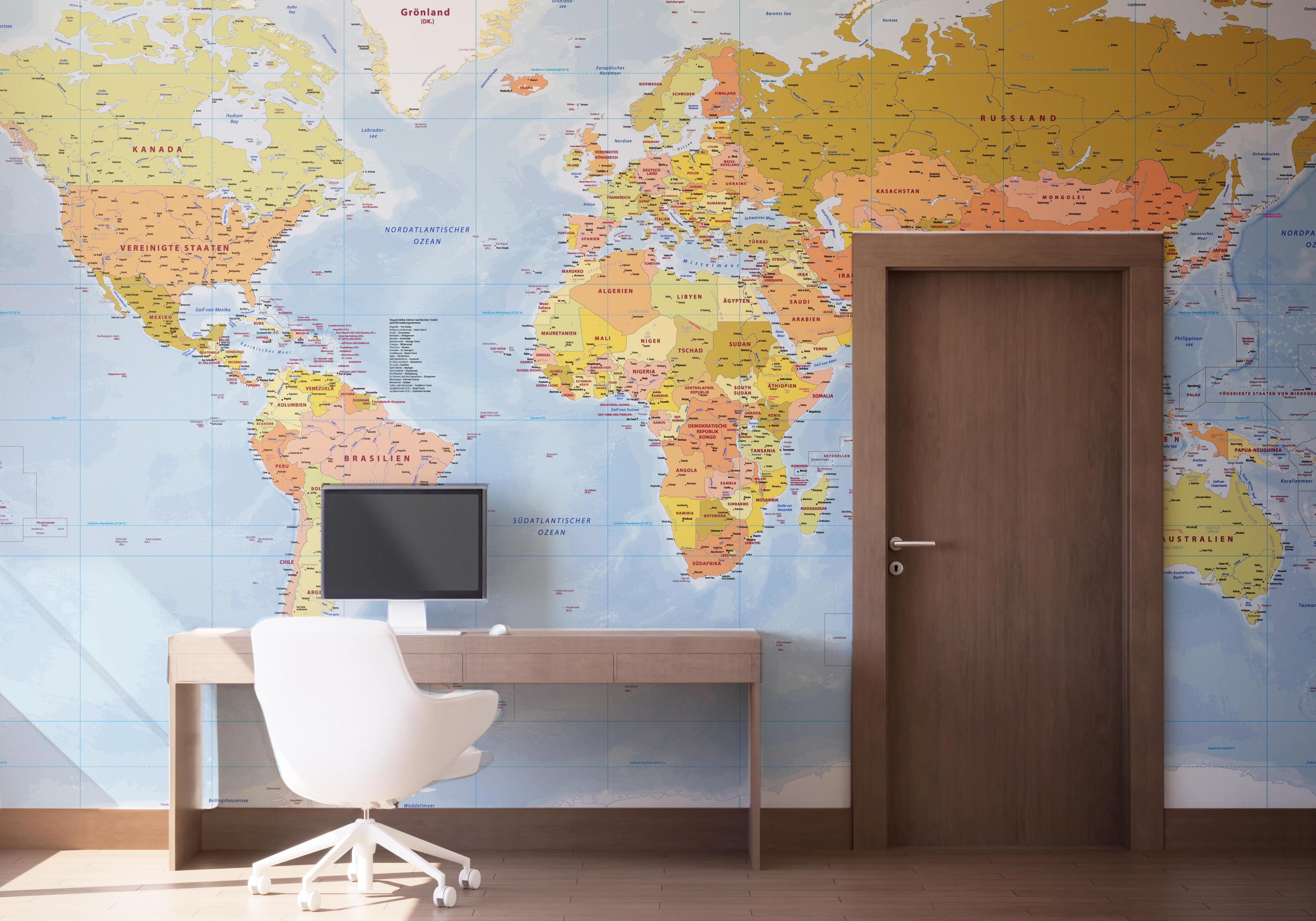 Fototapet Green Orange Map mockup 1