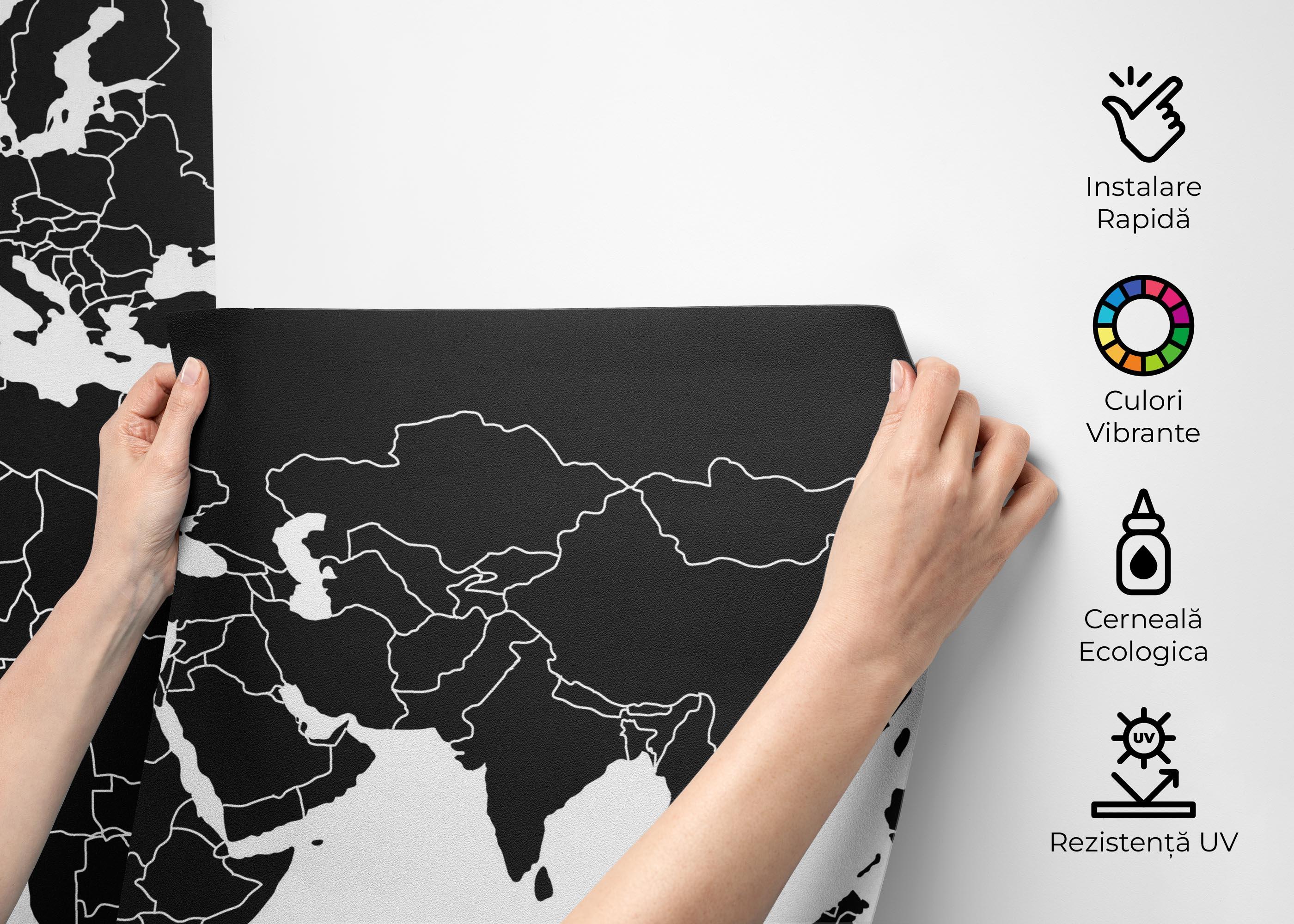 Fototapet Black World Map mockup 2