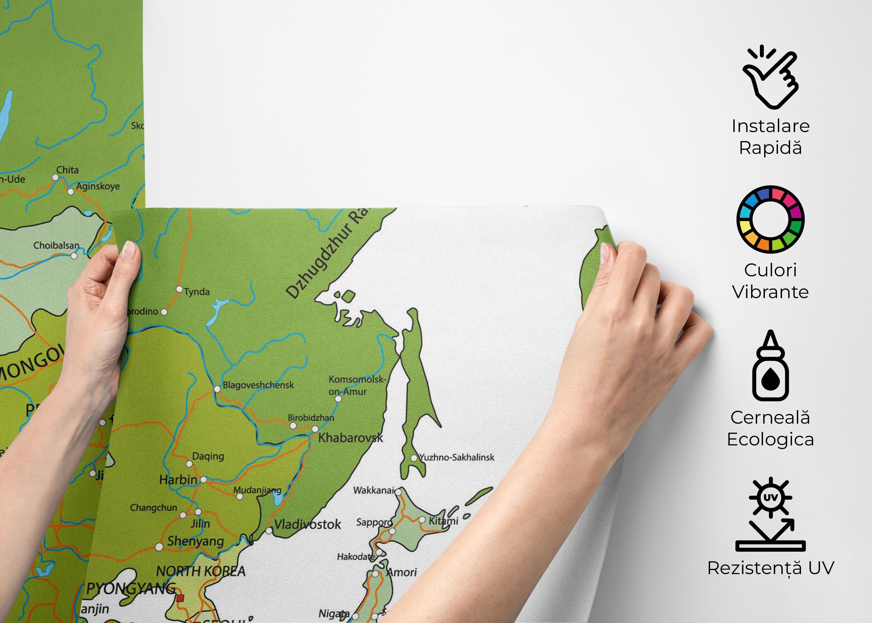 Fototapet Green Asia Map mockup 2