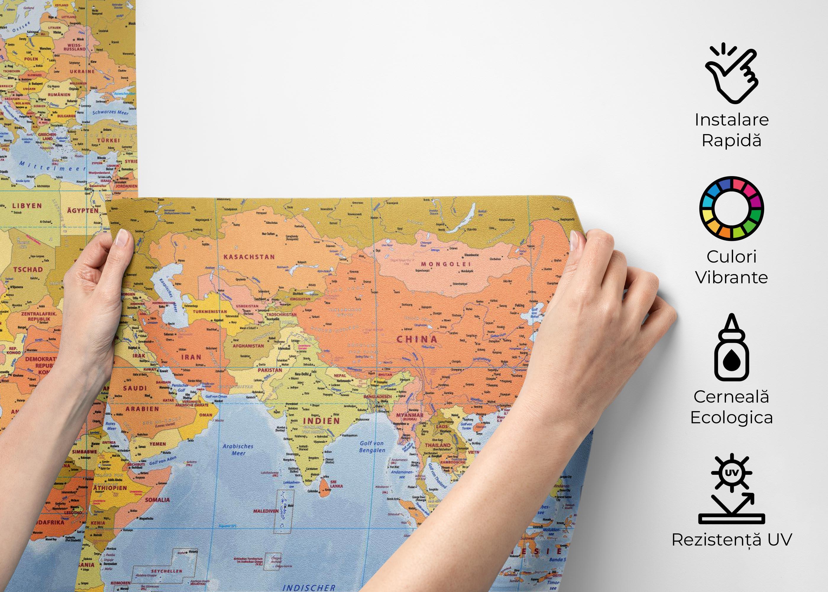 Fototapet Green Orange Map mockup 2