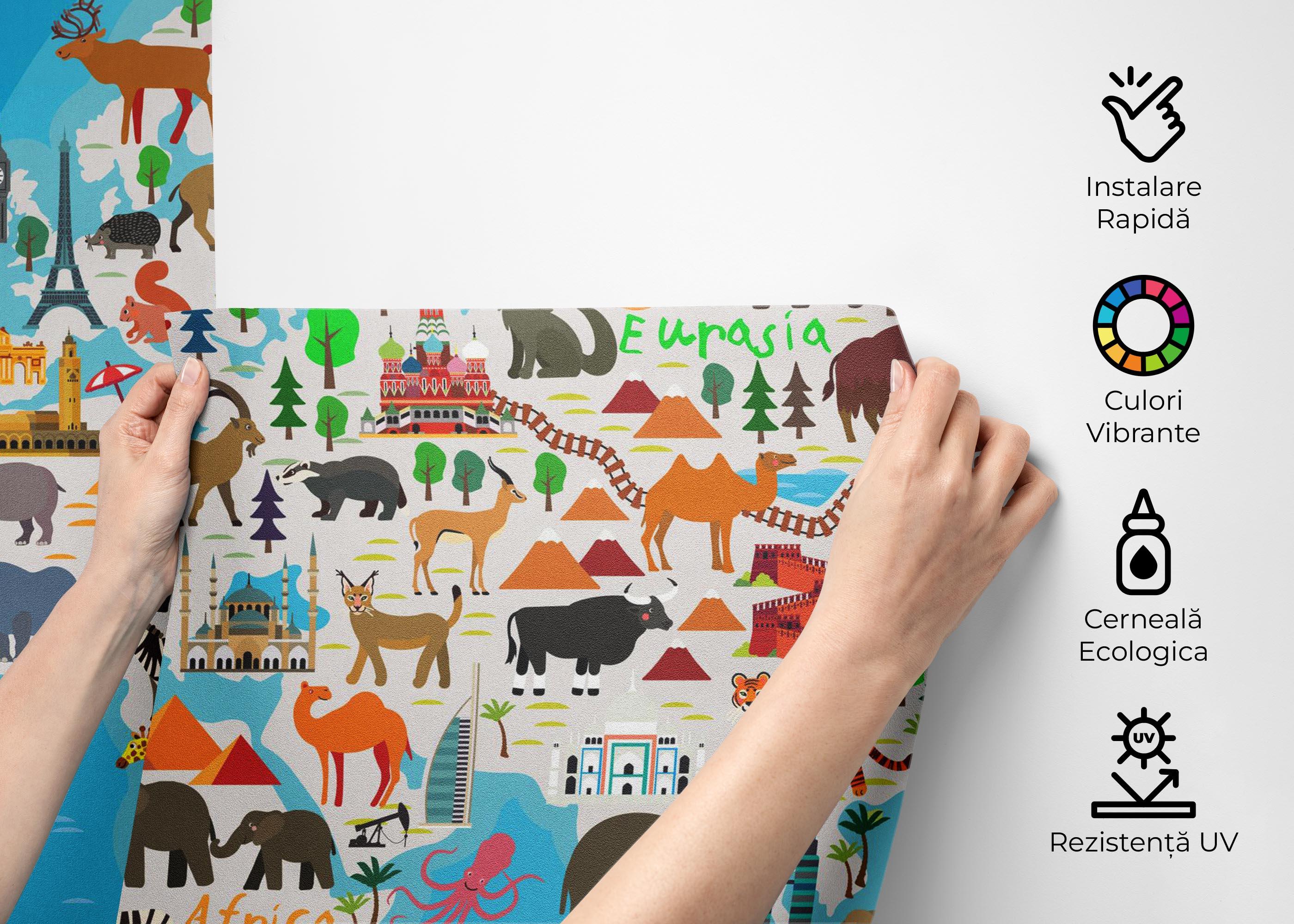 Fototapet World Map Animals mockup 2
