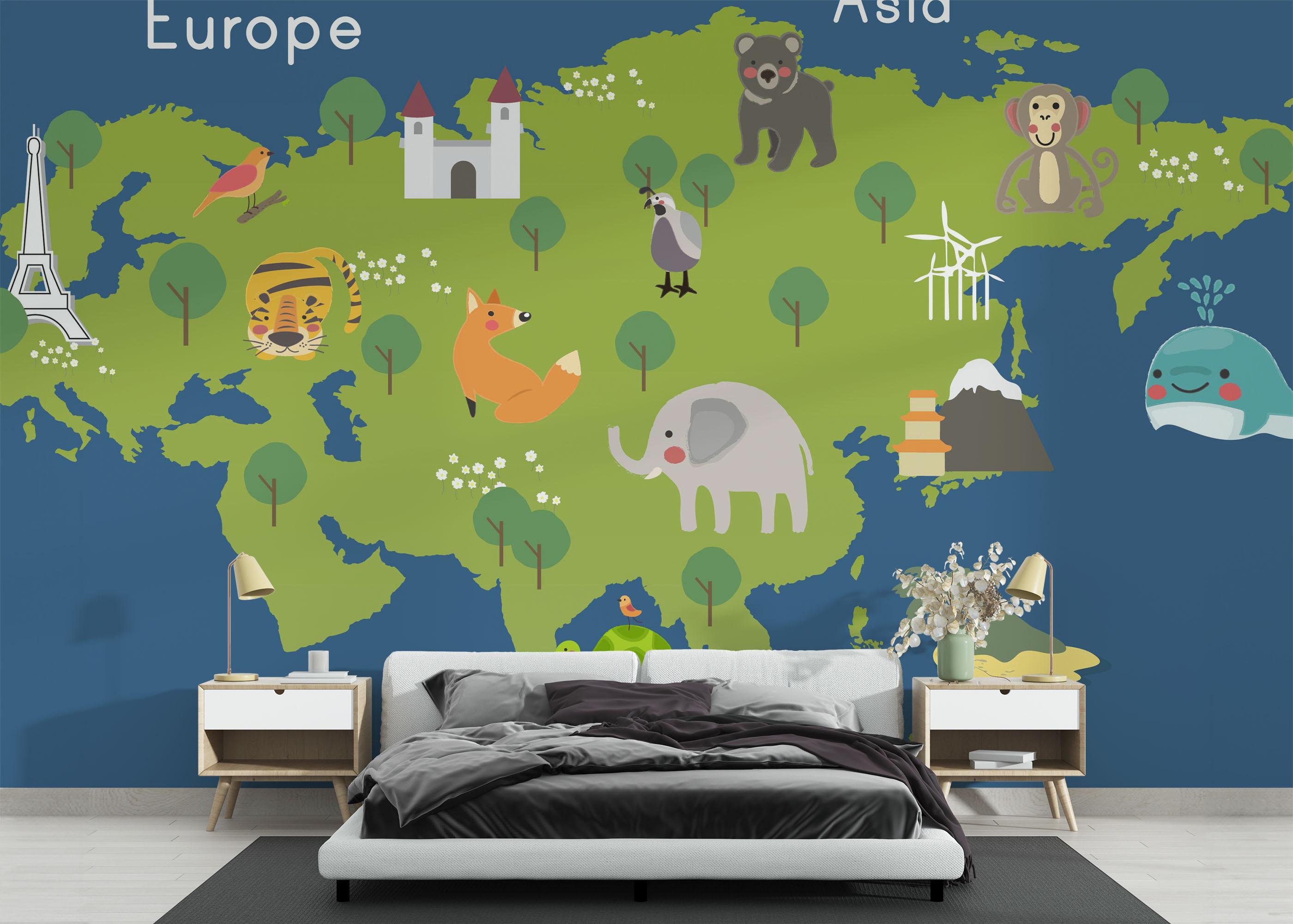 Fototapet Asia Europe Map mockup 3