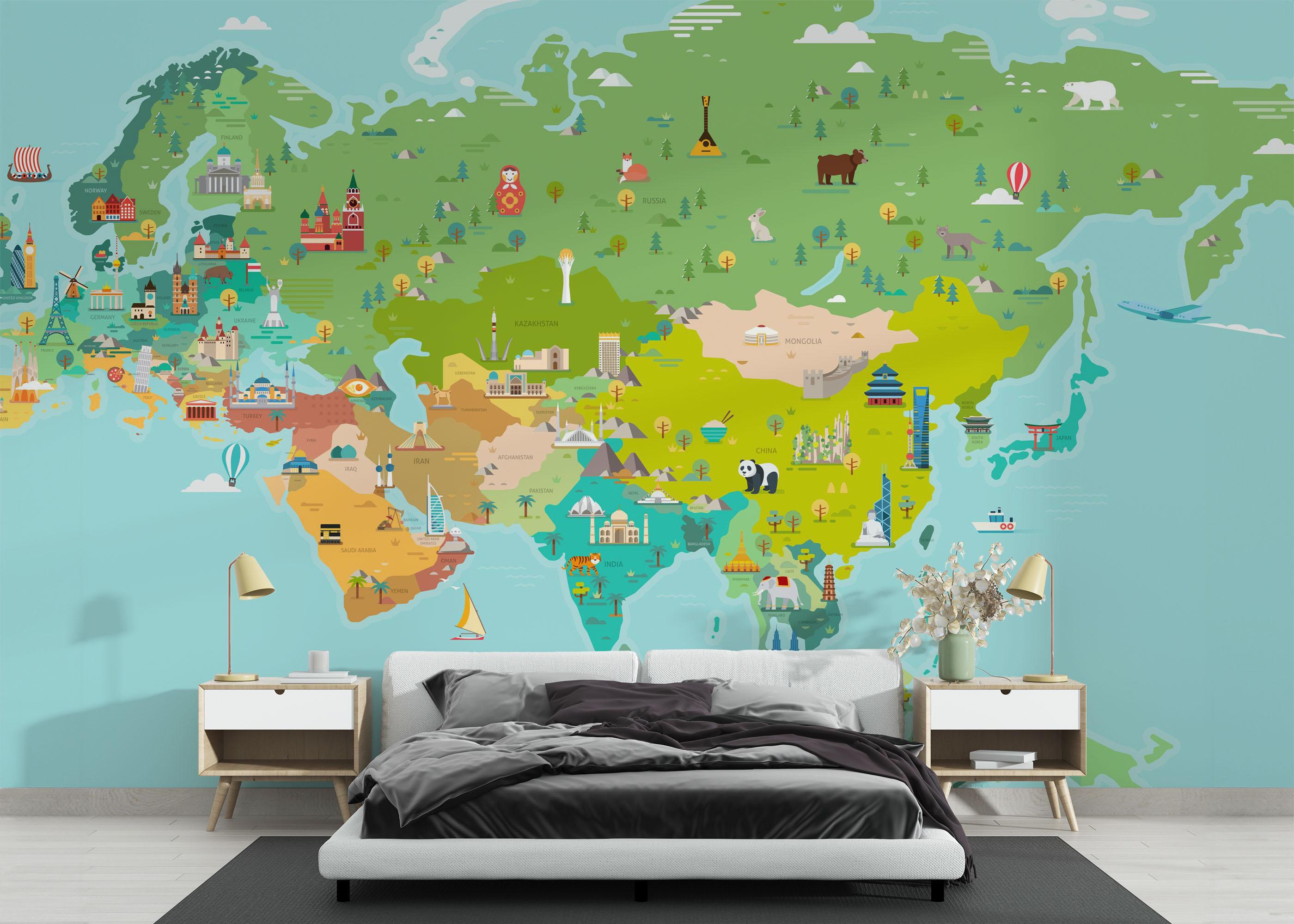 Fototapet Big Colorful Map mockup 3