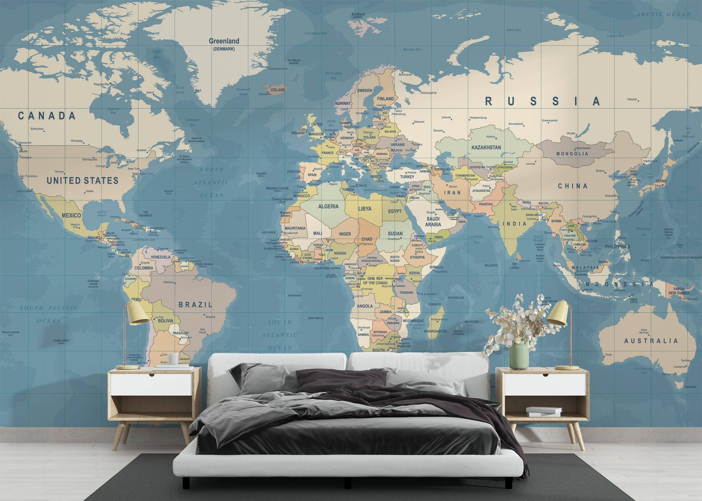 Fototapet Blue Ocean Map mockup 3