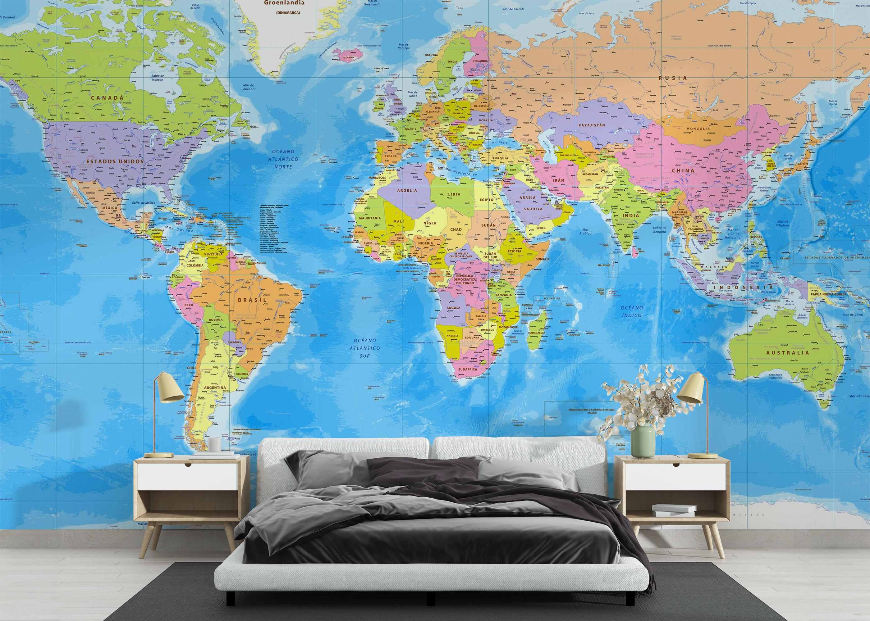 Fototapet Cool World Map mockup 3