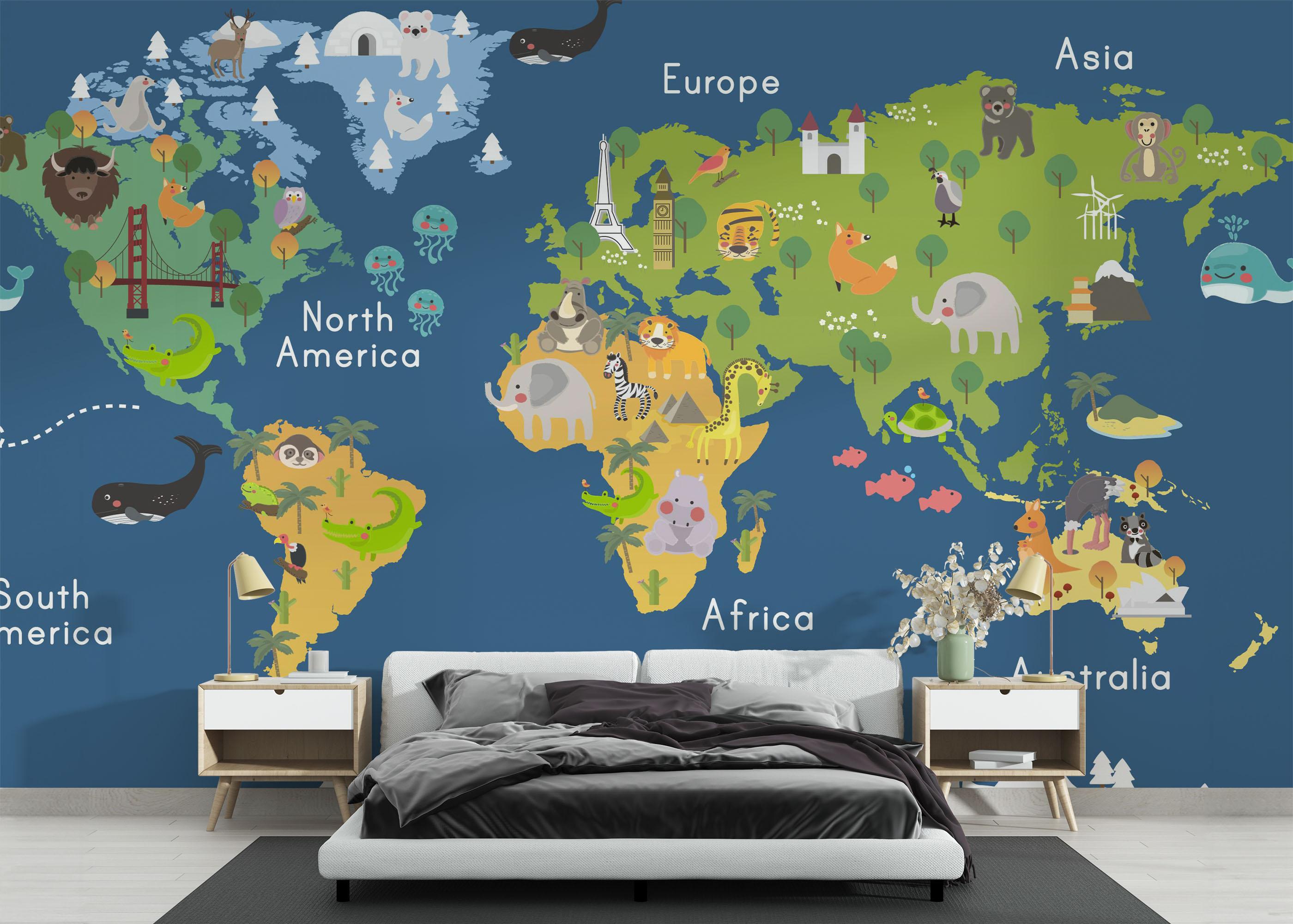Fototapet Cute Kids Map mockup 3