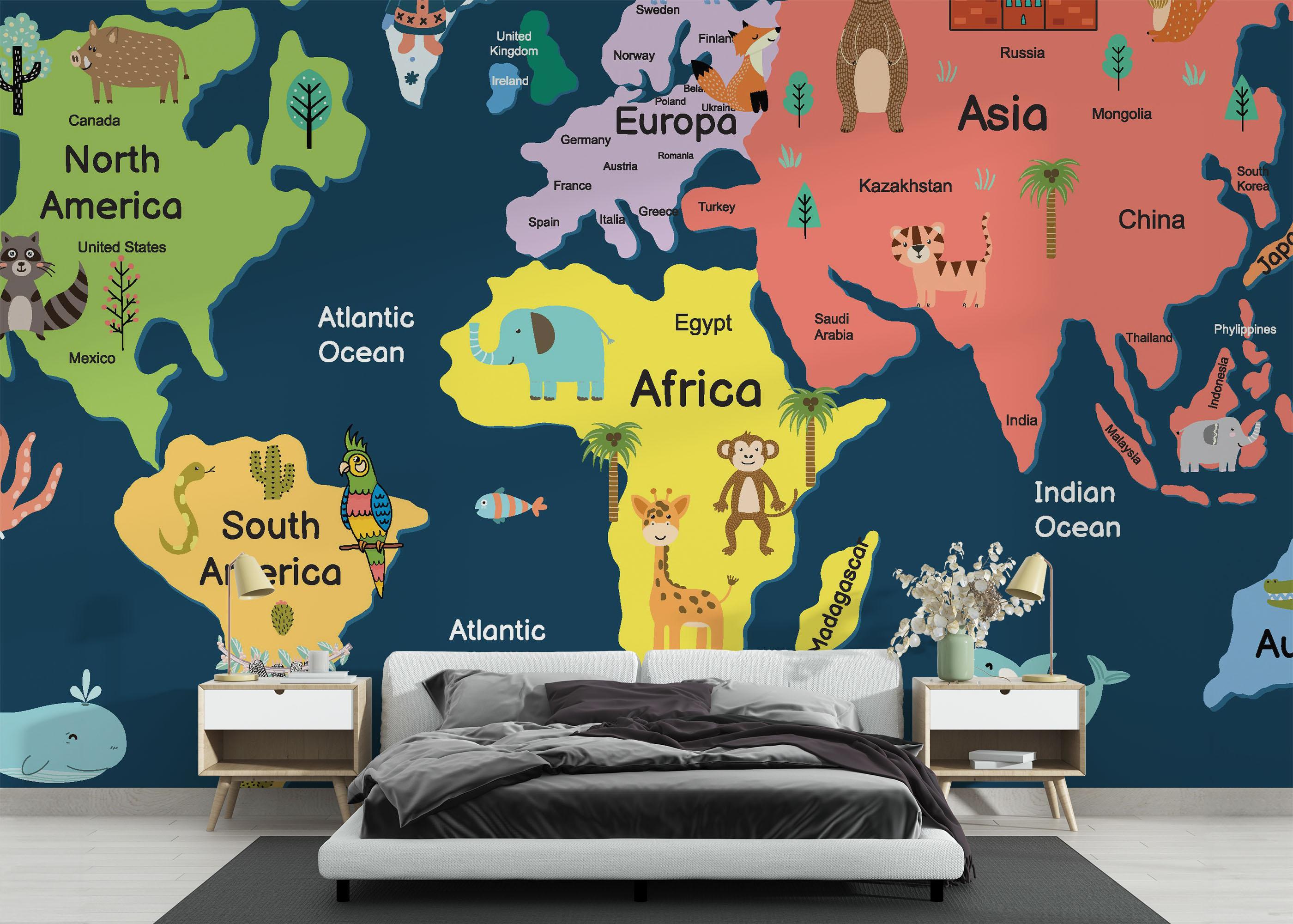 Fototapet Cute Map Art mockup 3