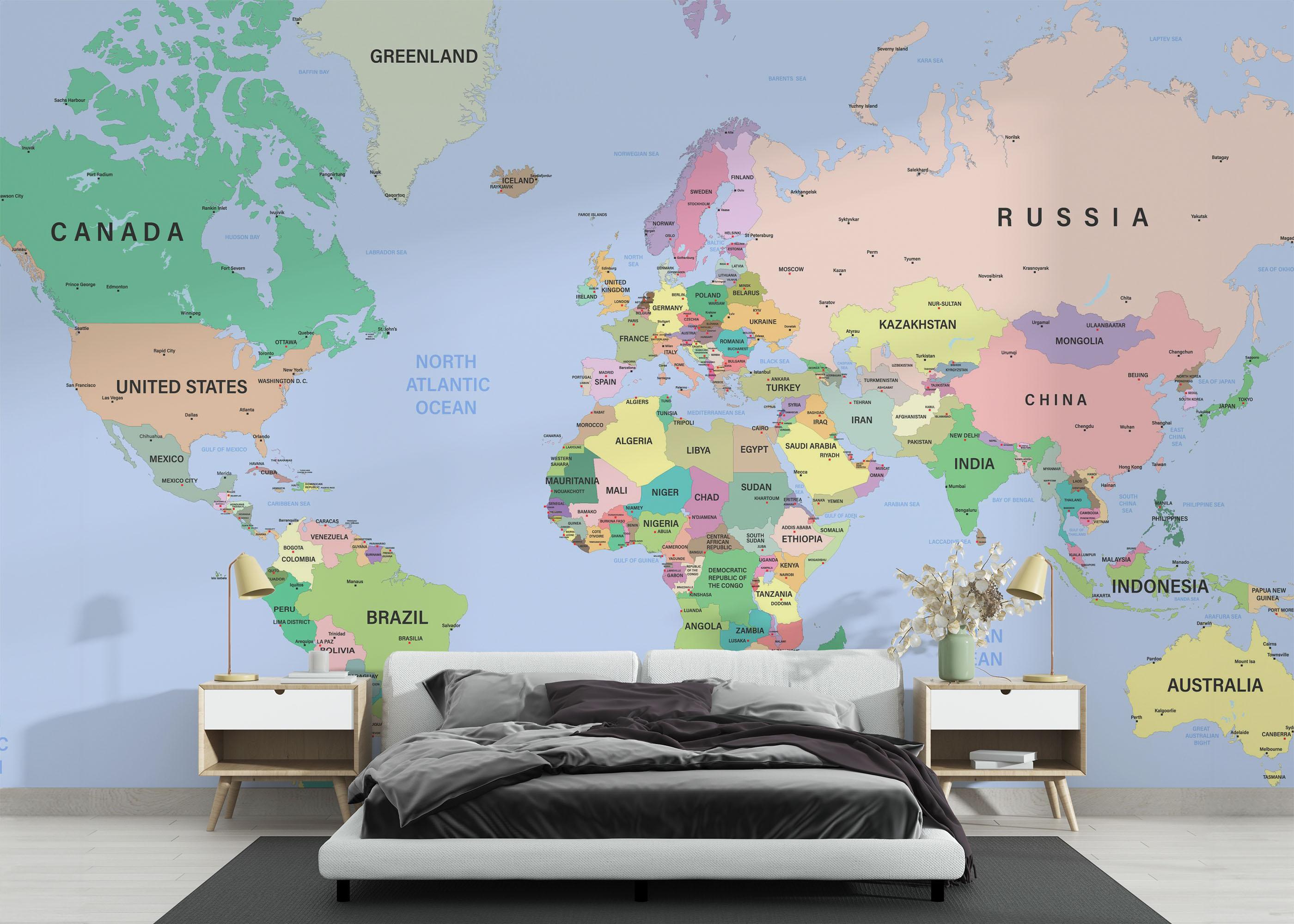 Fototapet Detailed Political Map mockup 3