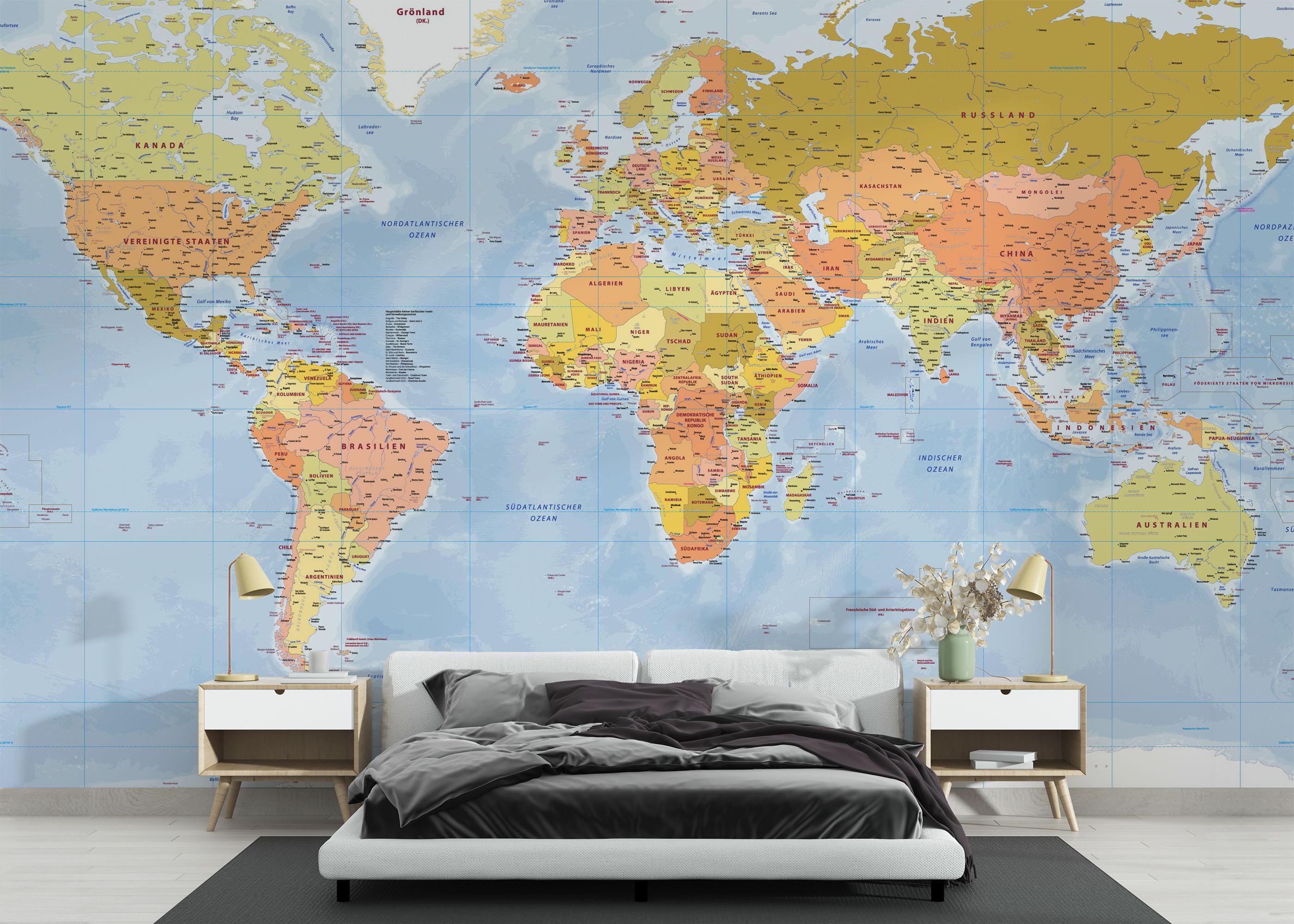 Fototapet Green Orange Map mockup 3