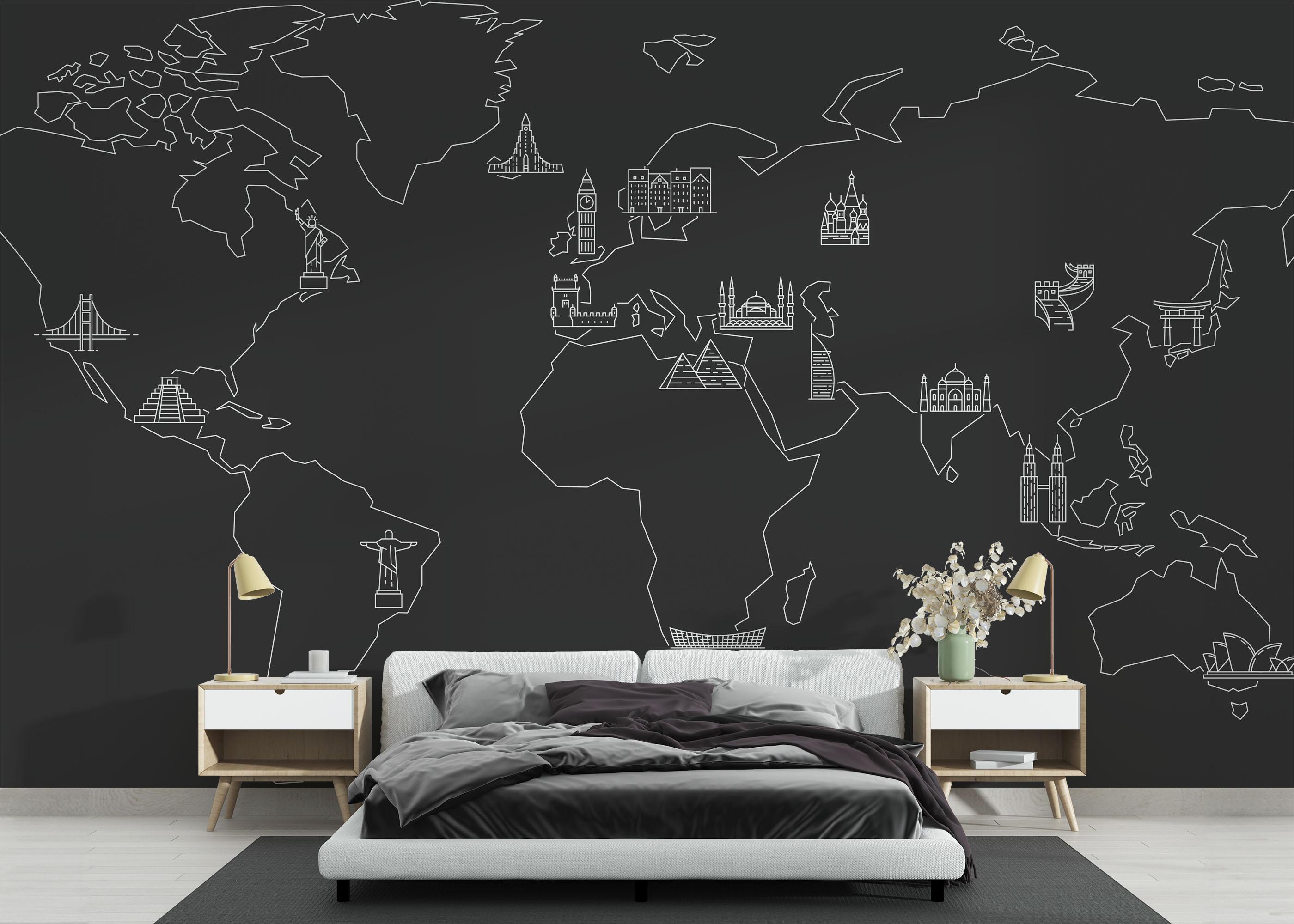 Fototapet Grey White Map mockup 3