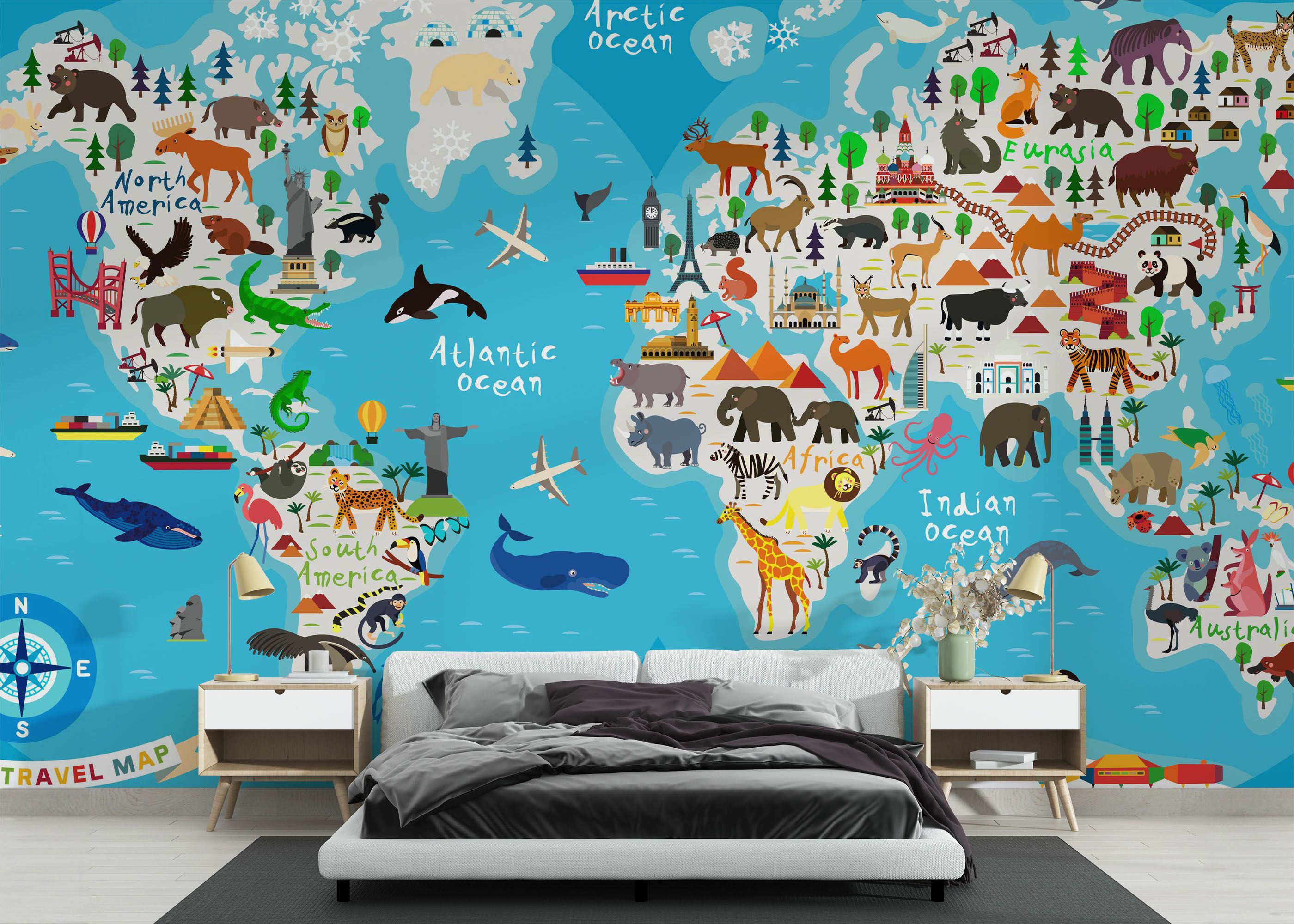 World Map Animals mockup 3