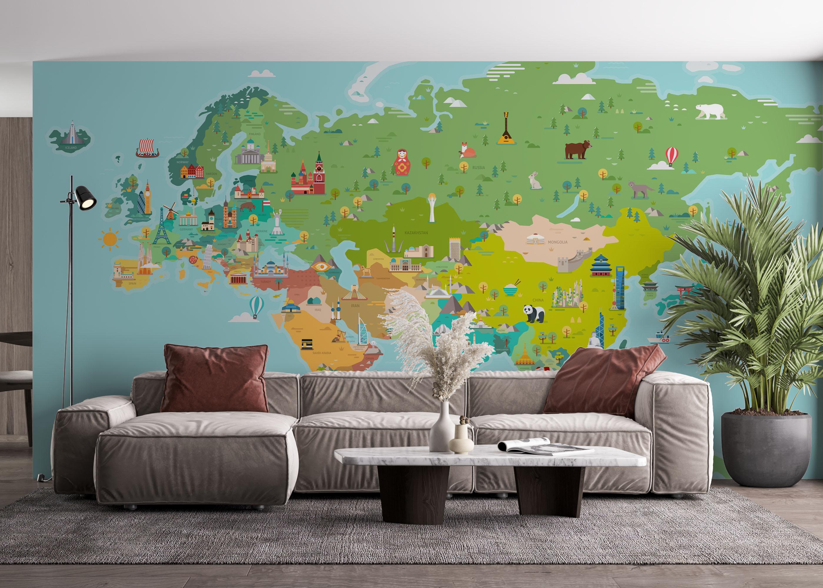 Fototapet Big Colorful Map mockup 4