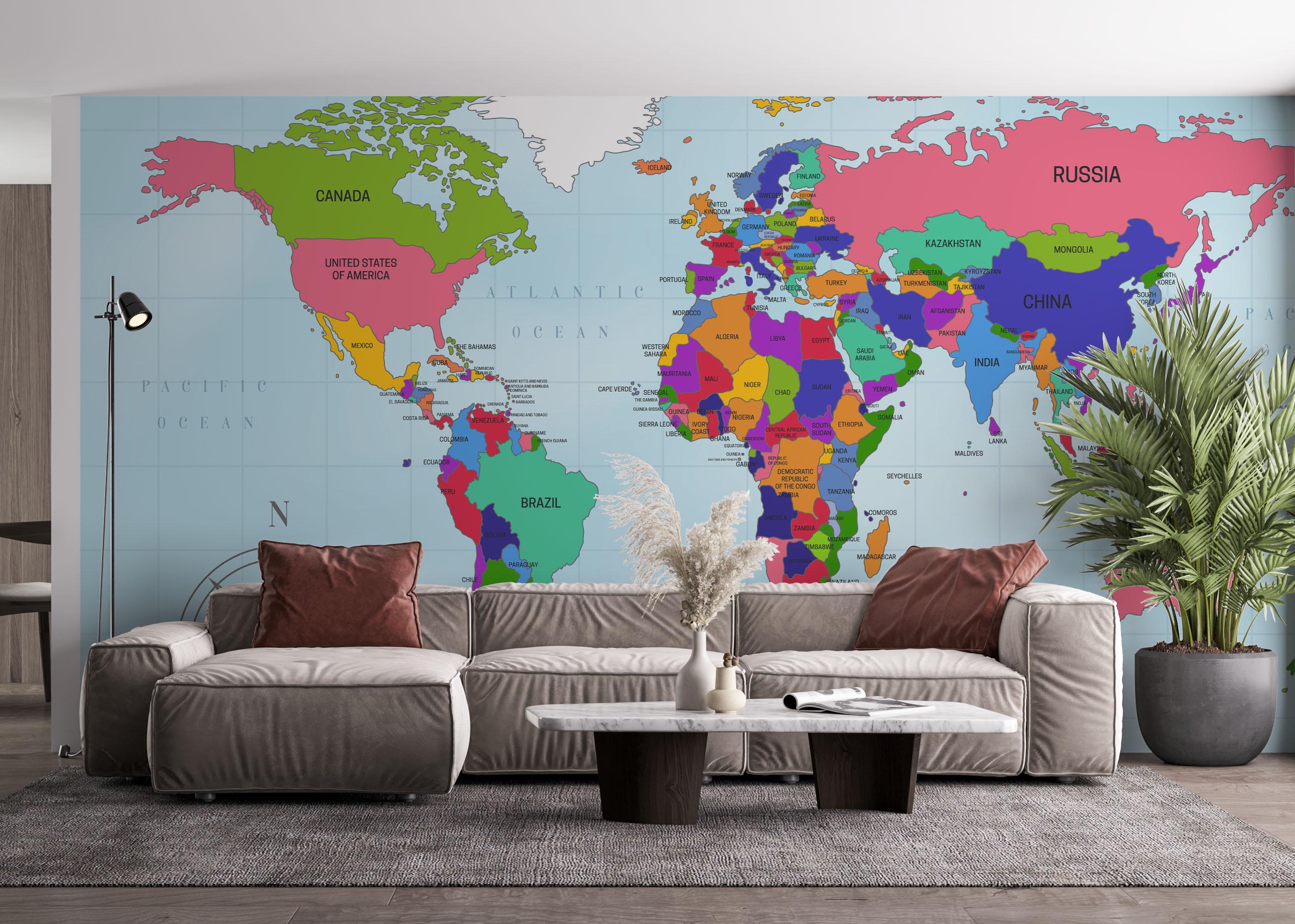 Fototapet Big World Map mockup 4