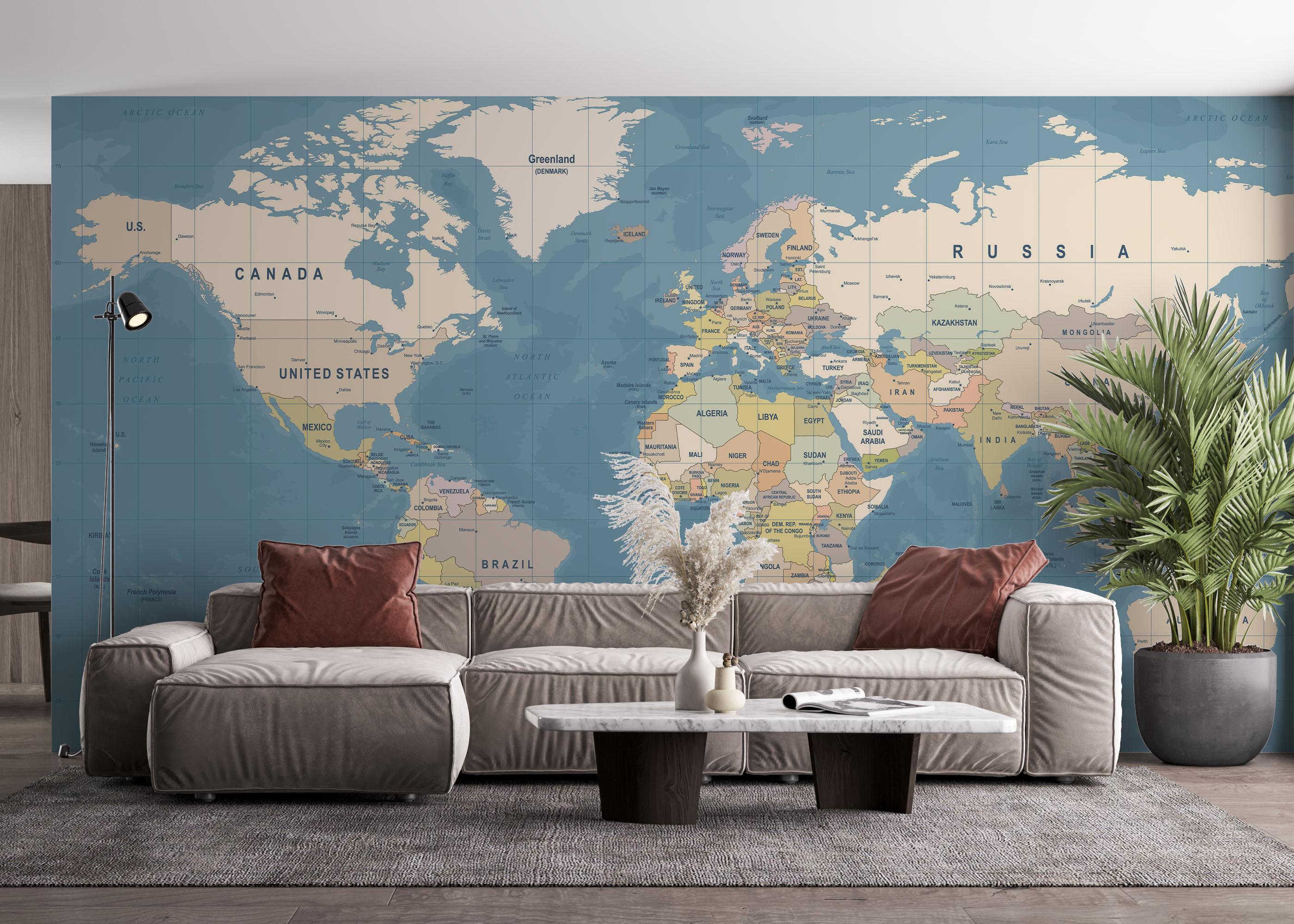 Fototapet Blue Ocean Map mockup 4