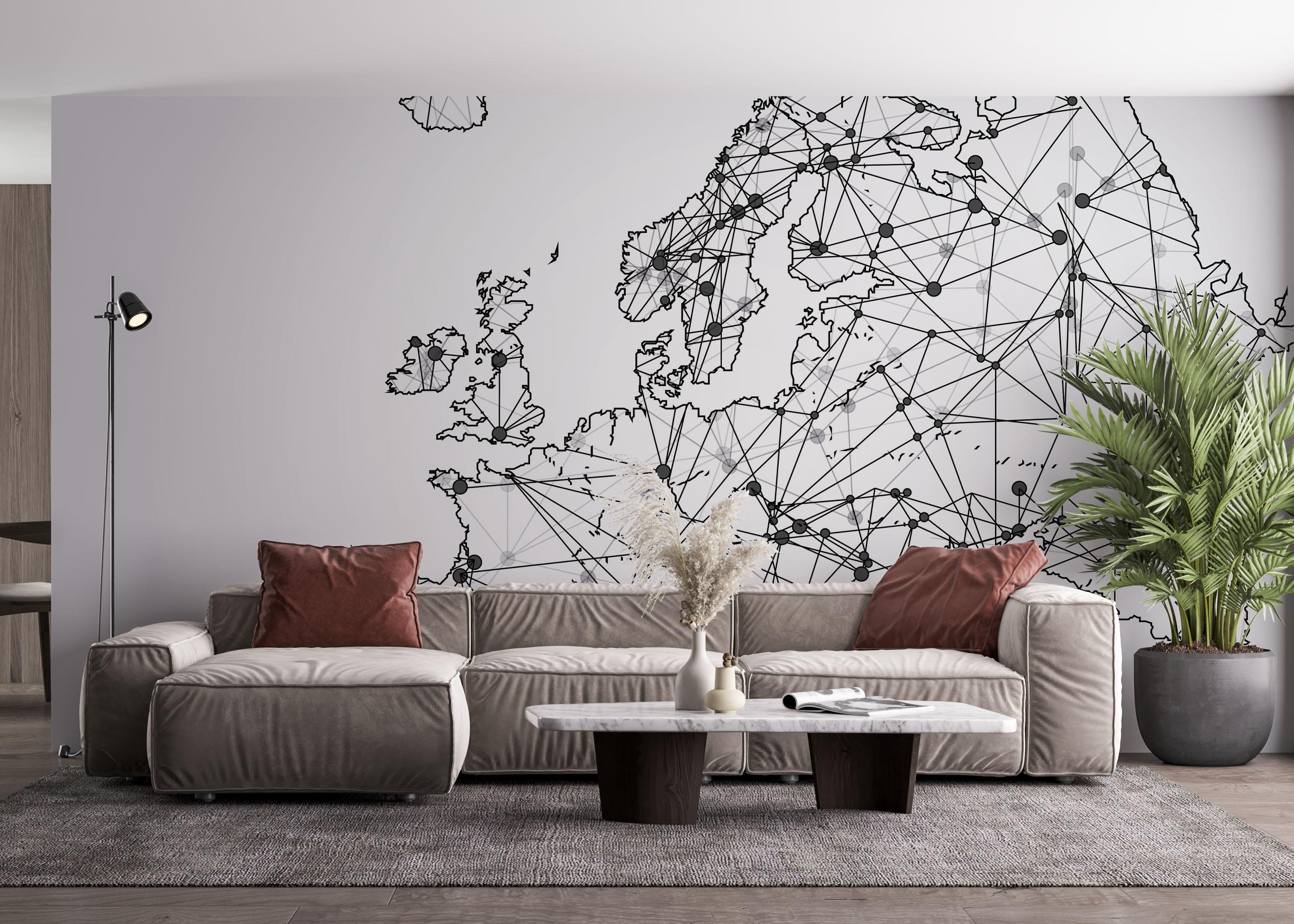 Fototapet Connecting Map mockup 4