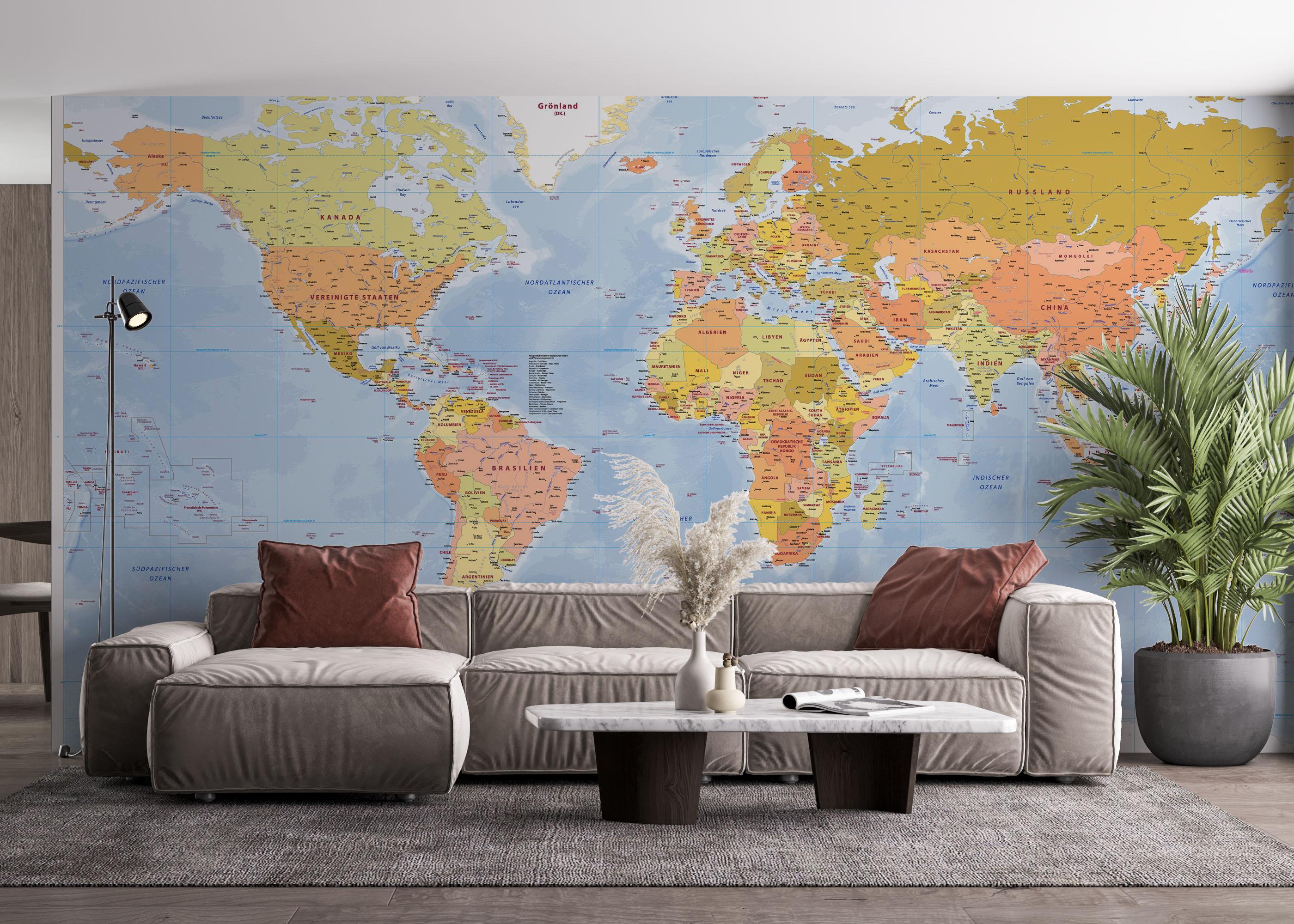 Fototapet Green Orange Map mockup 4