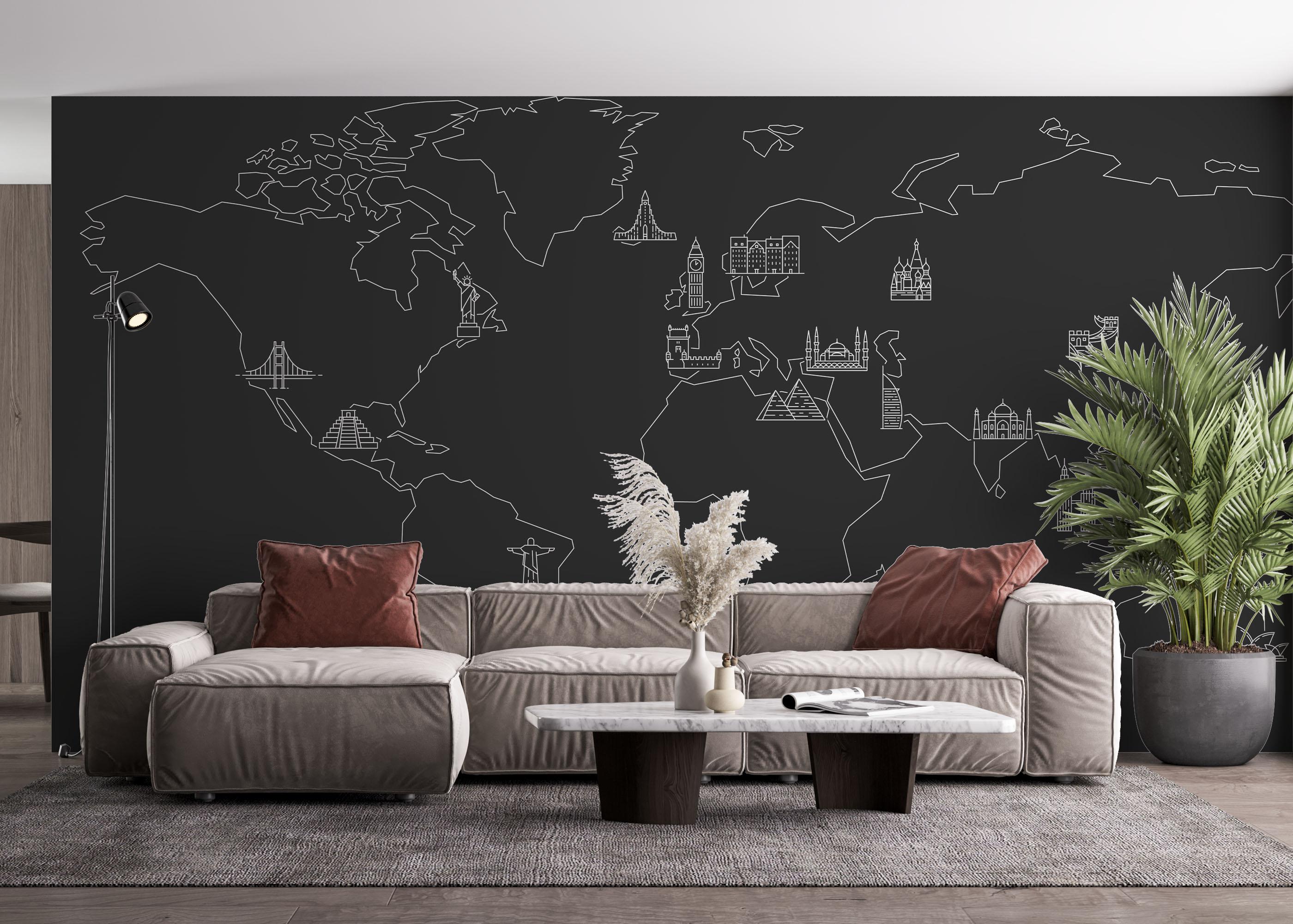 Fototapet Grey White Map mockup 4