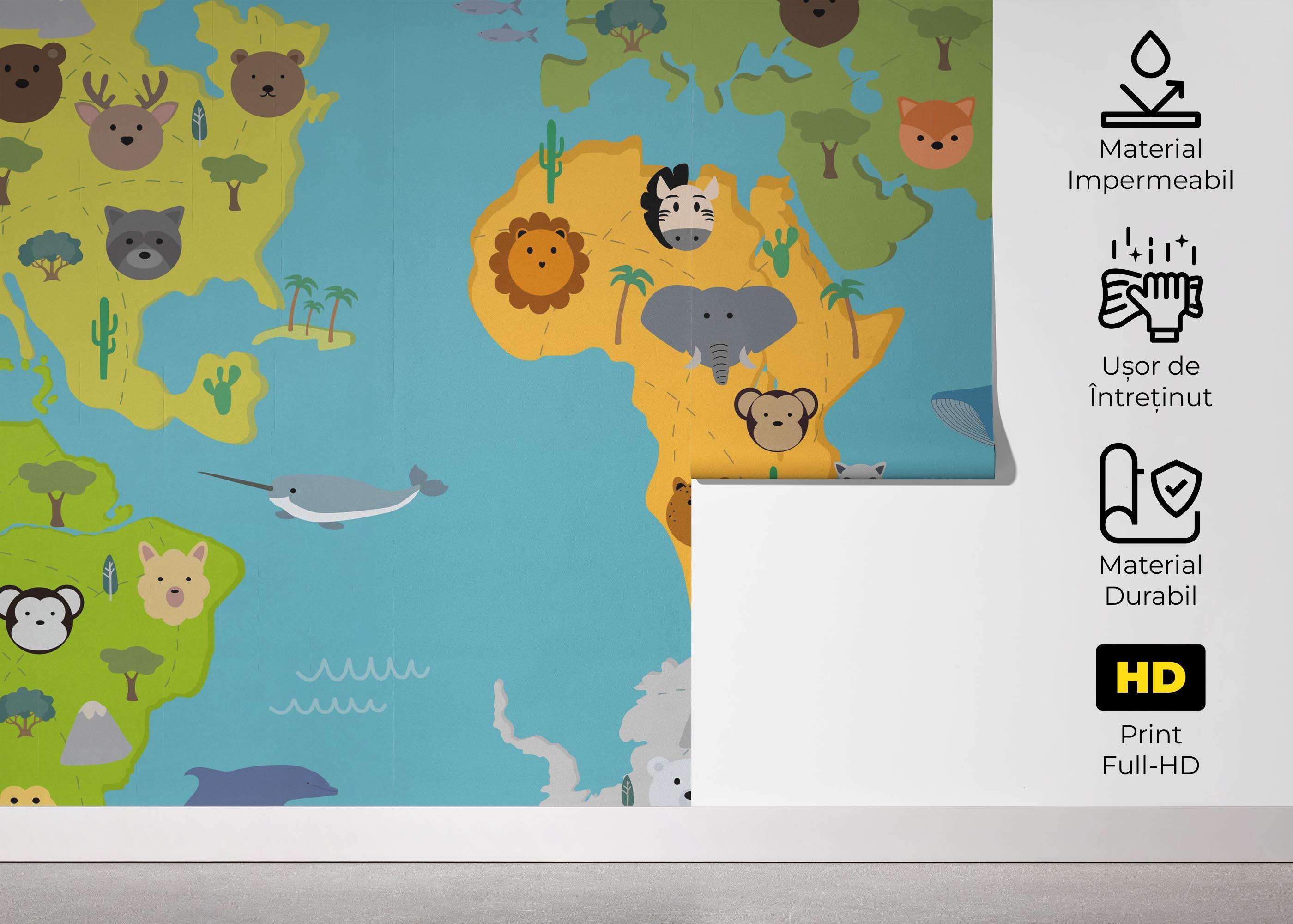 Fototapet Animals Kids Map mockup 5
