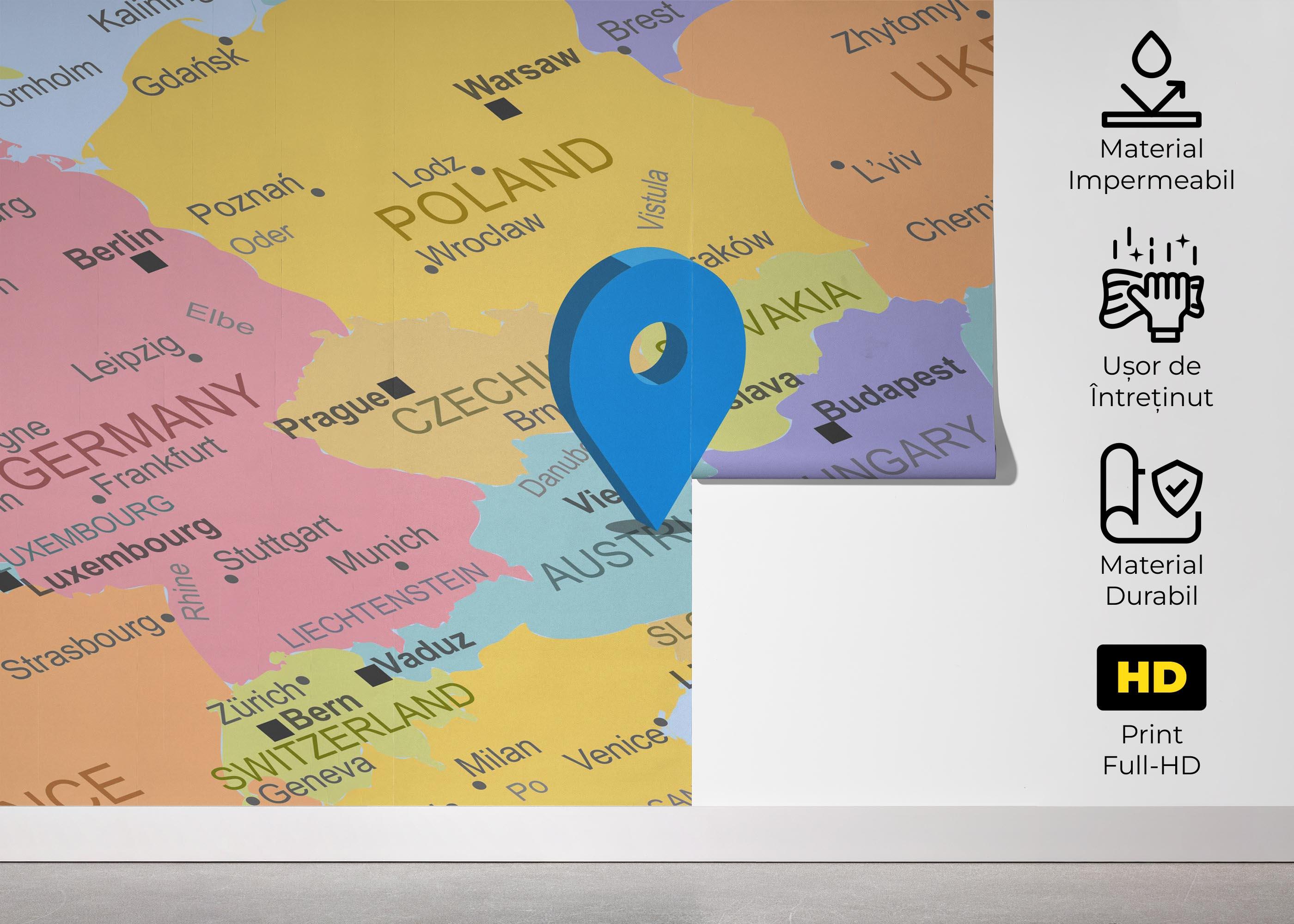 Fototapet Austria Map mockup 5