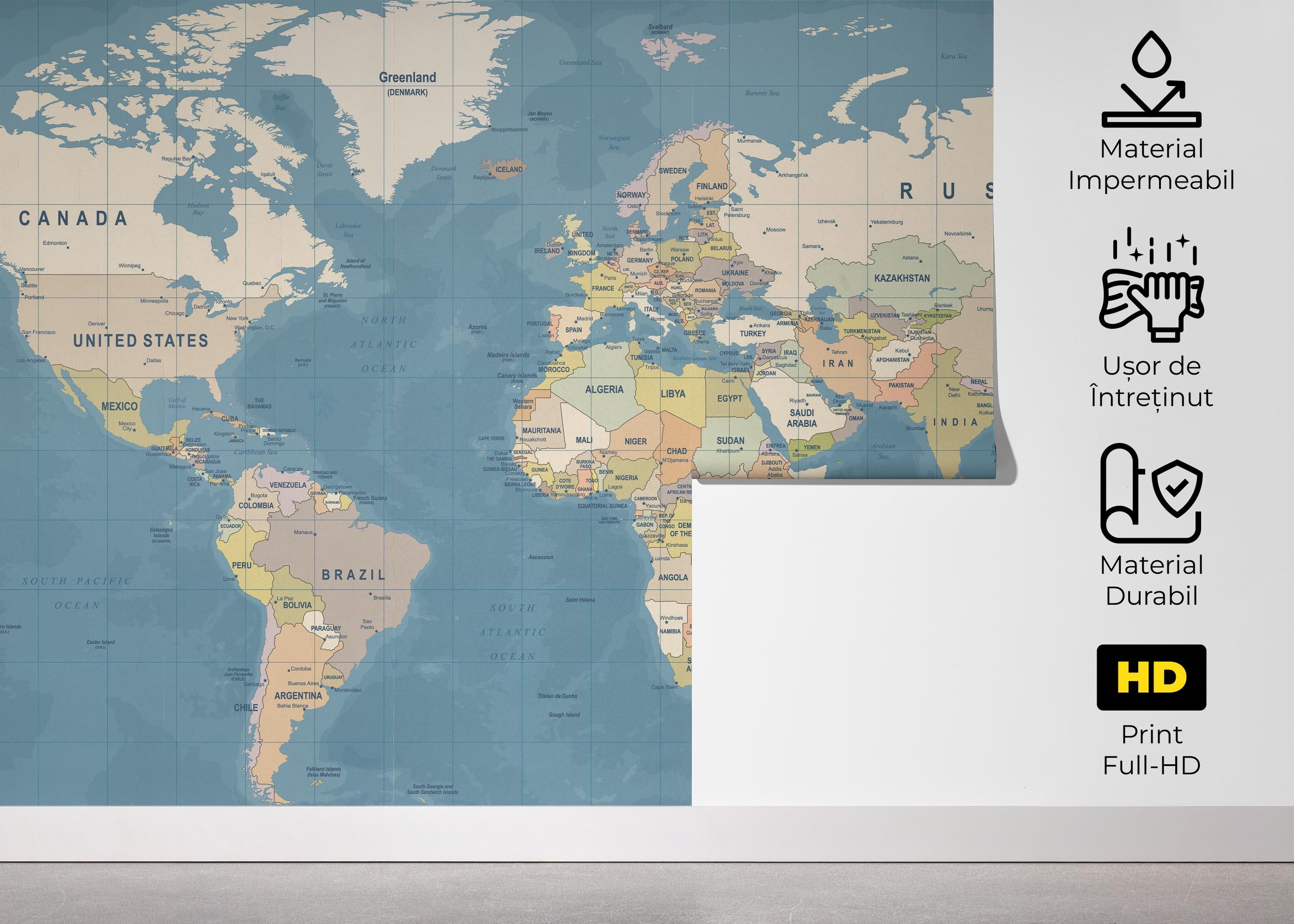 Fototapet Blue Ocean Map mockup 5