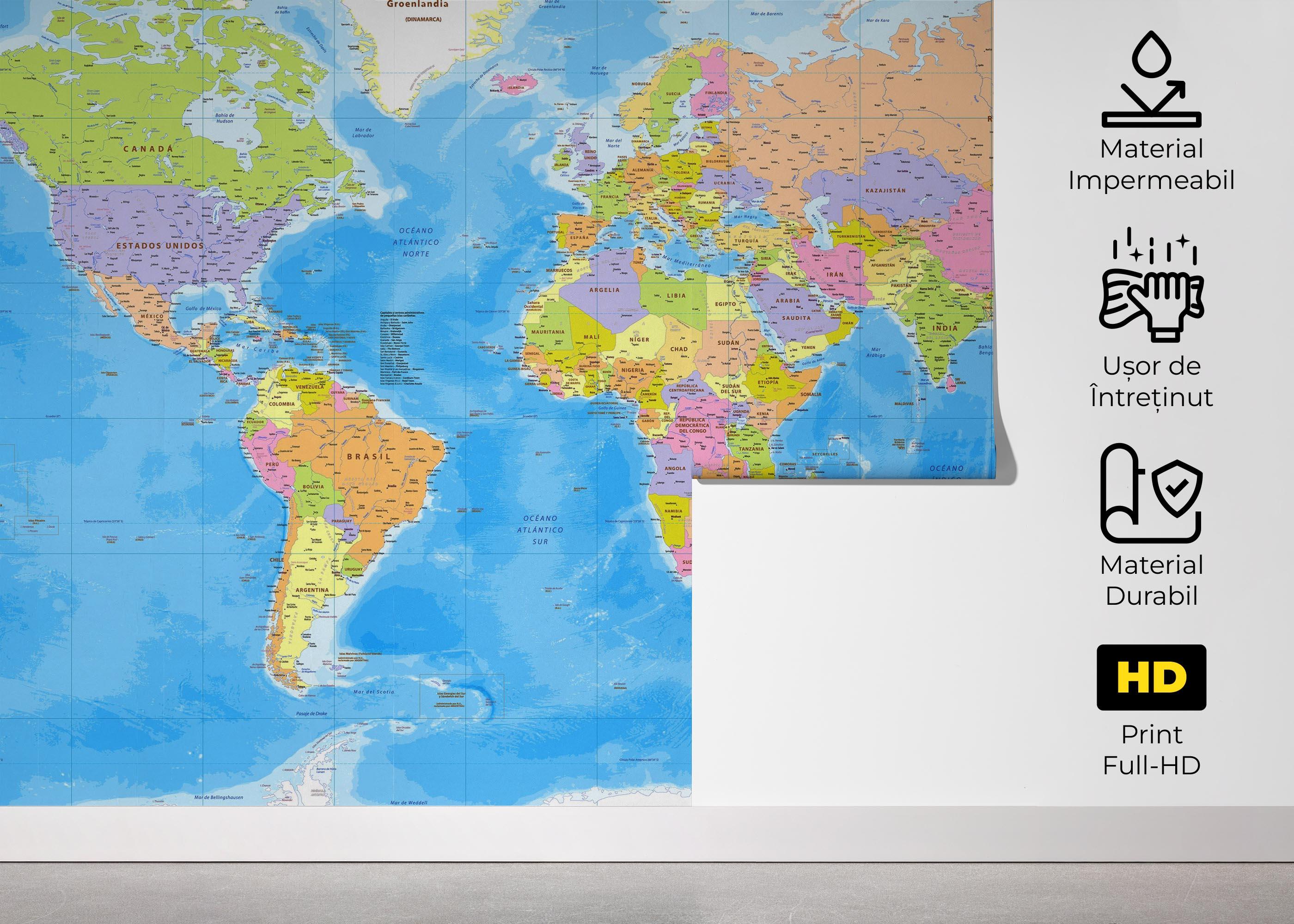 Fototapet Cool World Map mockup 5