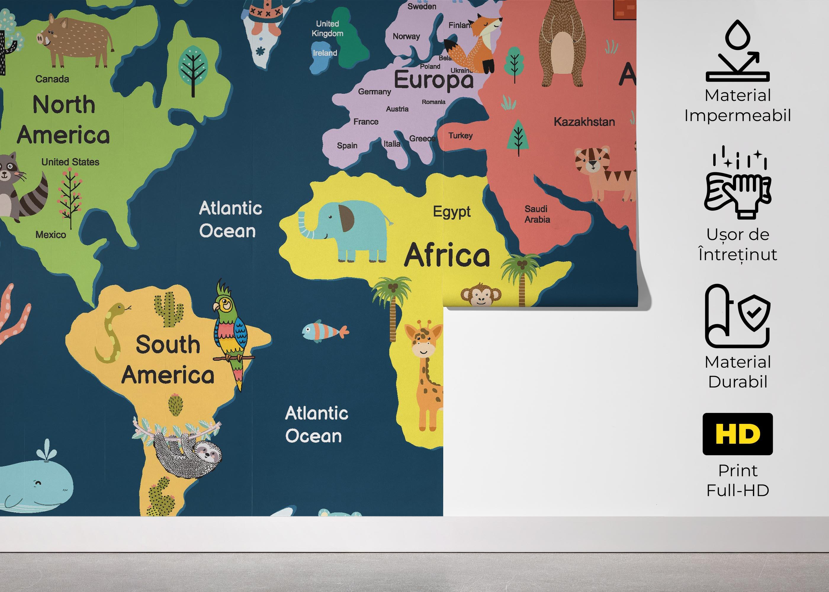 Fototapet Cute Map Art mockup 5