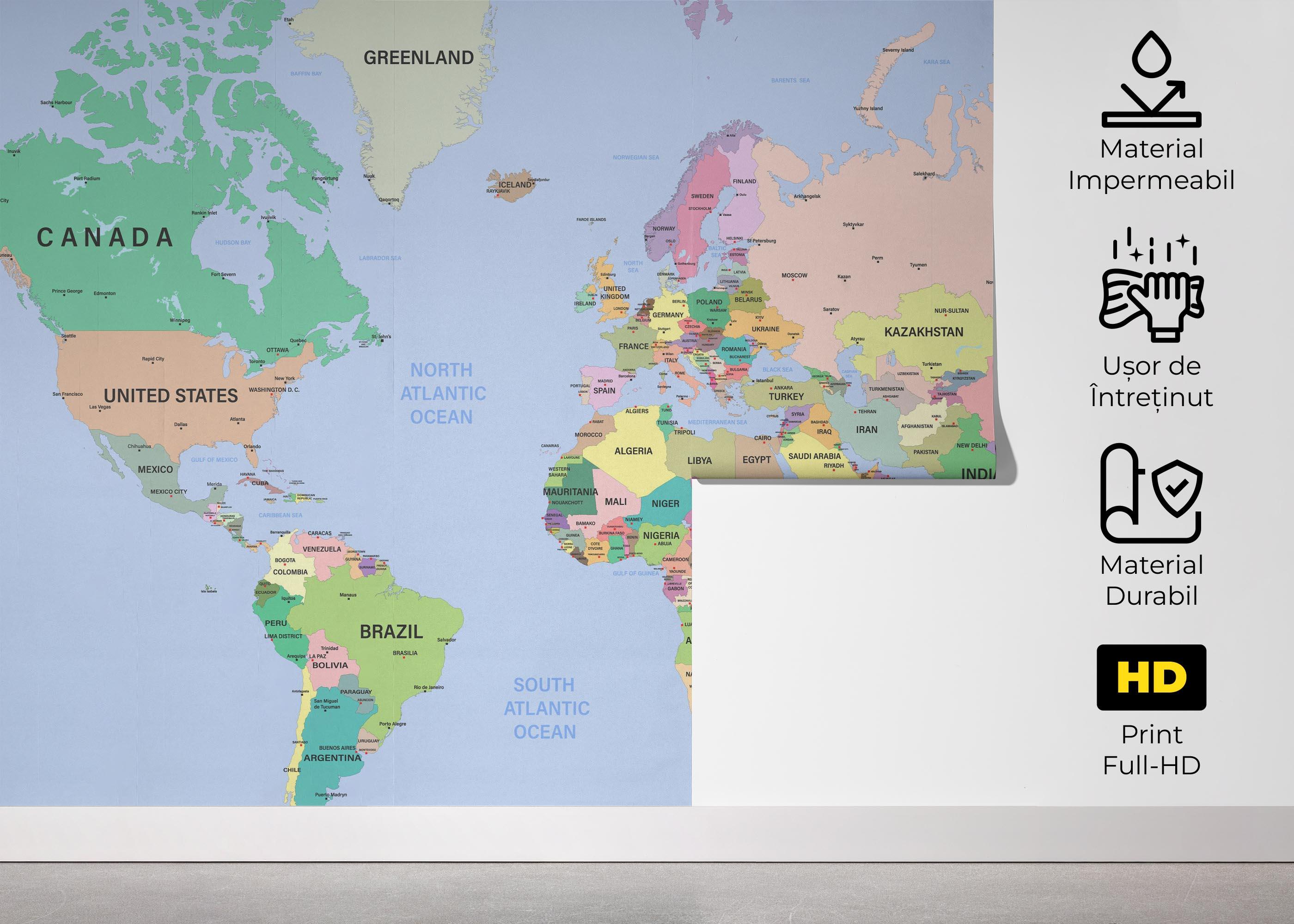 Fototapet Detailed Political Map mockup 5