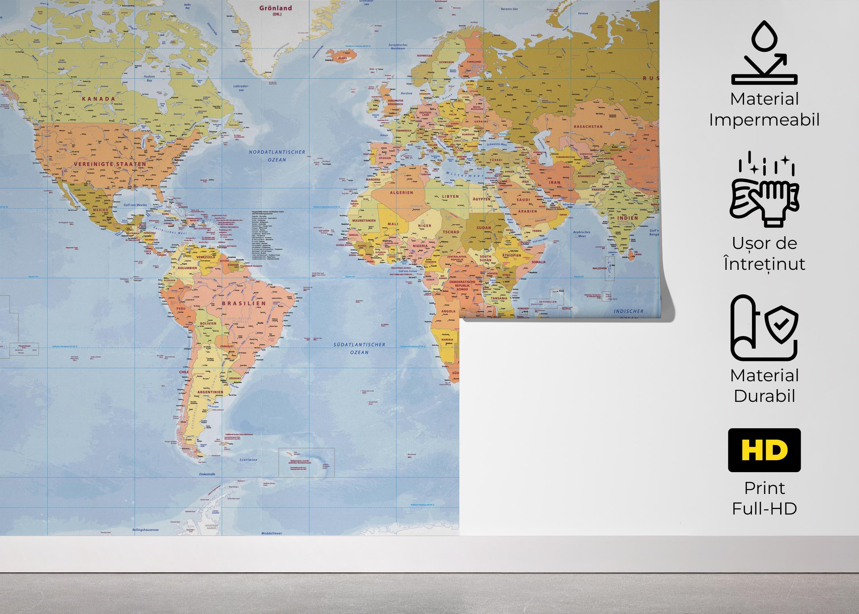 Fototapet Green Orange Map mockup 5