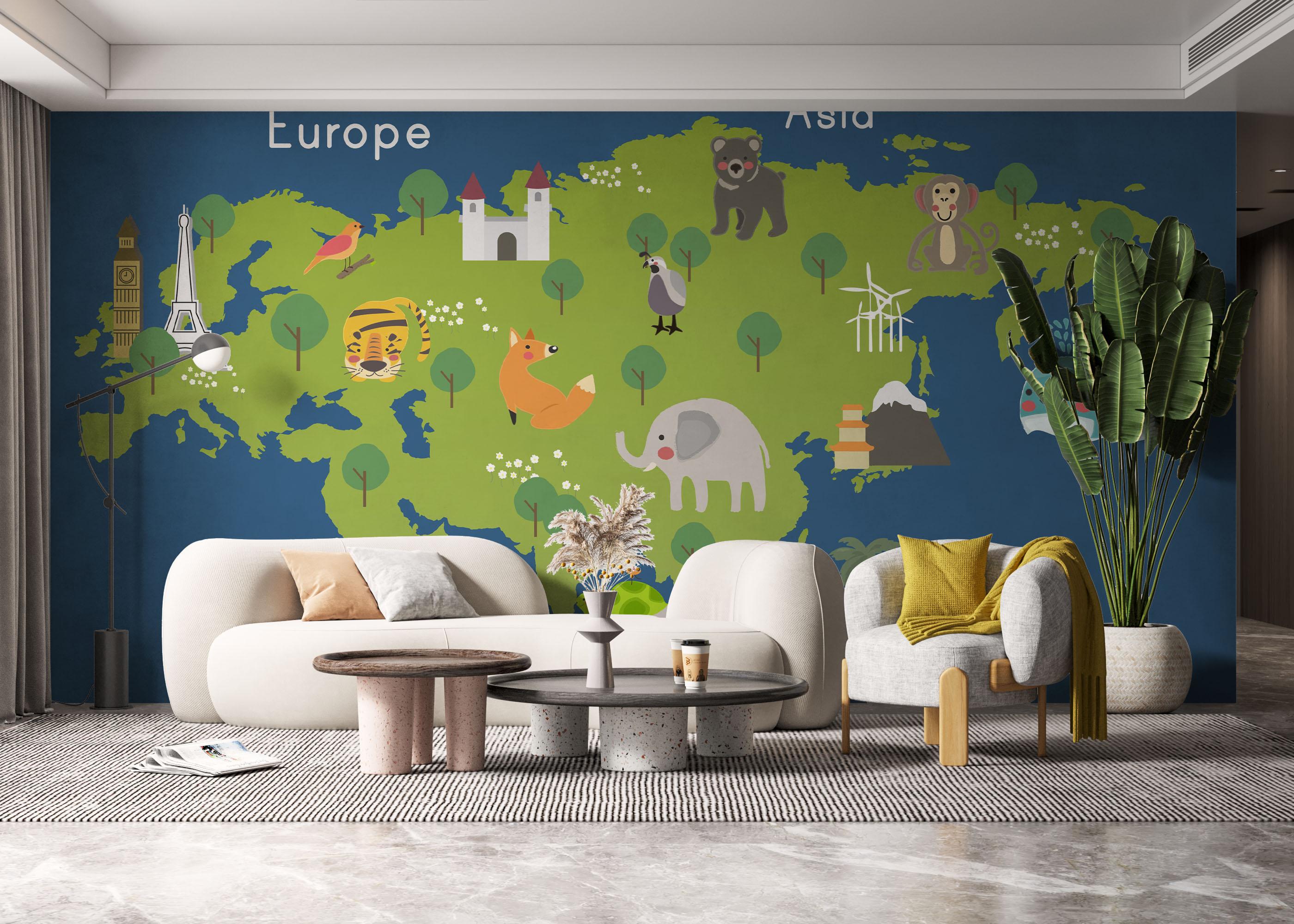 Fototapet Asia Europe Map mockup 6