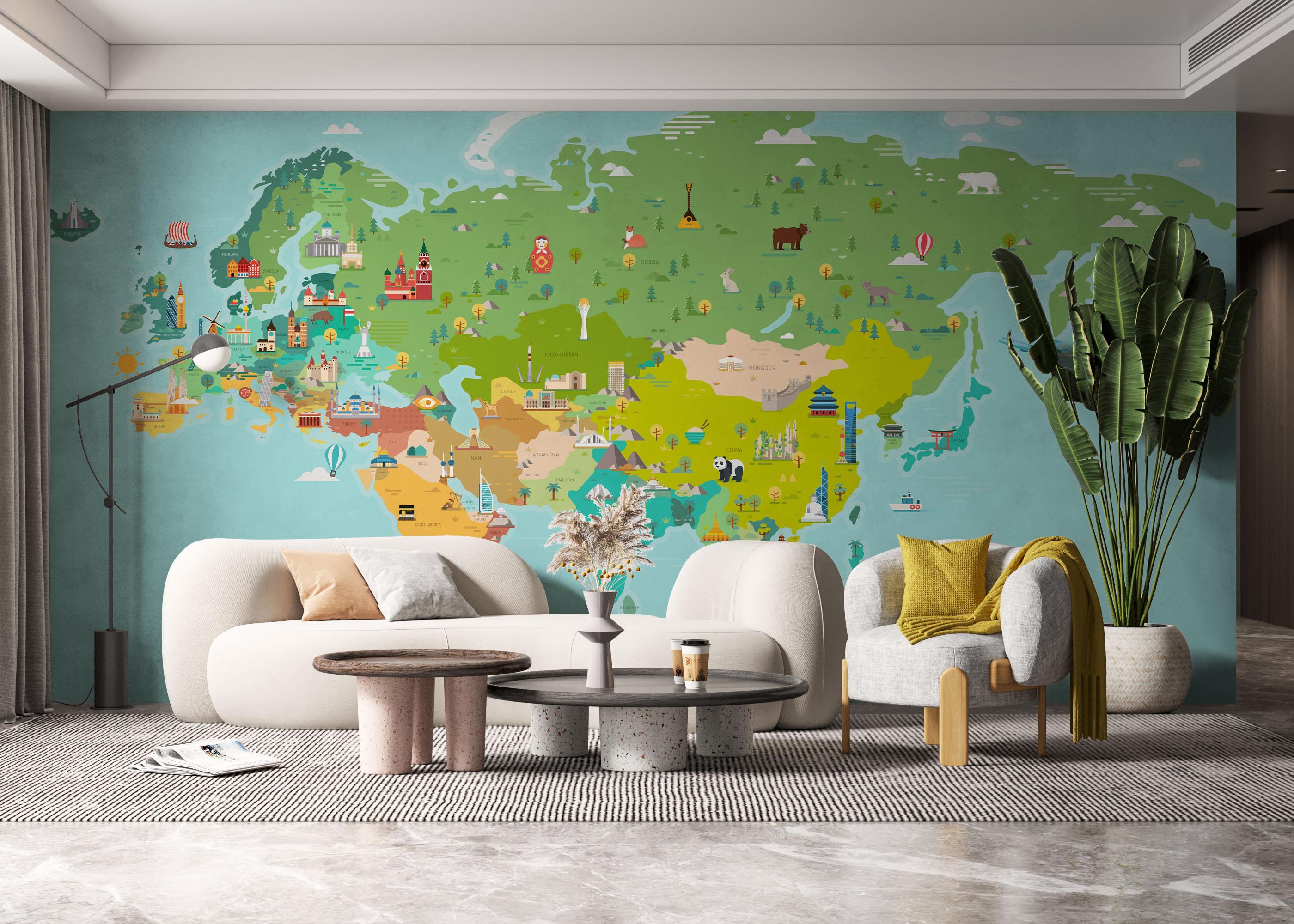 Fototapet Big Colorful Map mockup 6