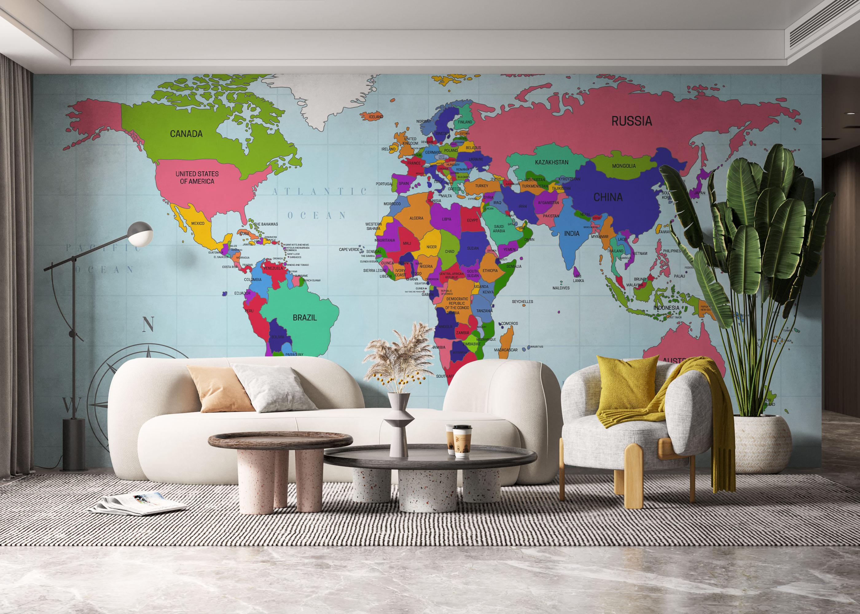 Fototapet Big World Map mockup 6