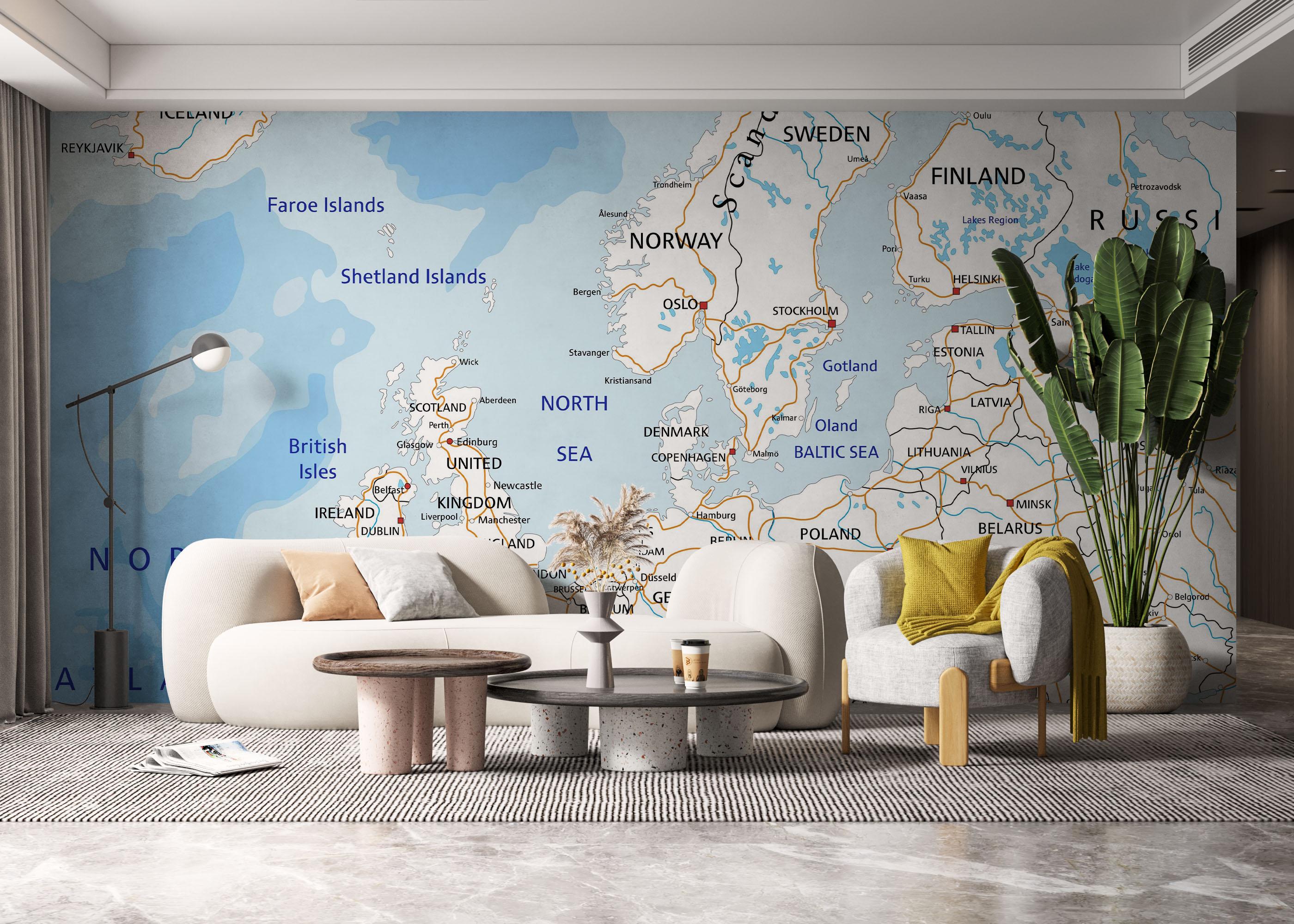 Fototapet Blue Europe Map mockup 6