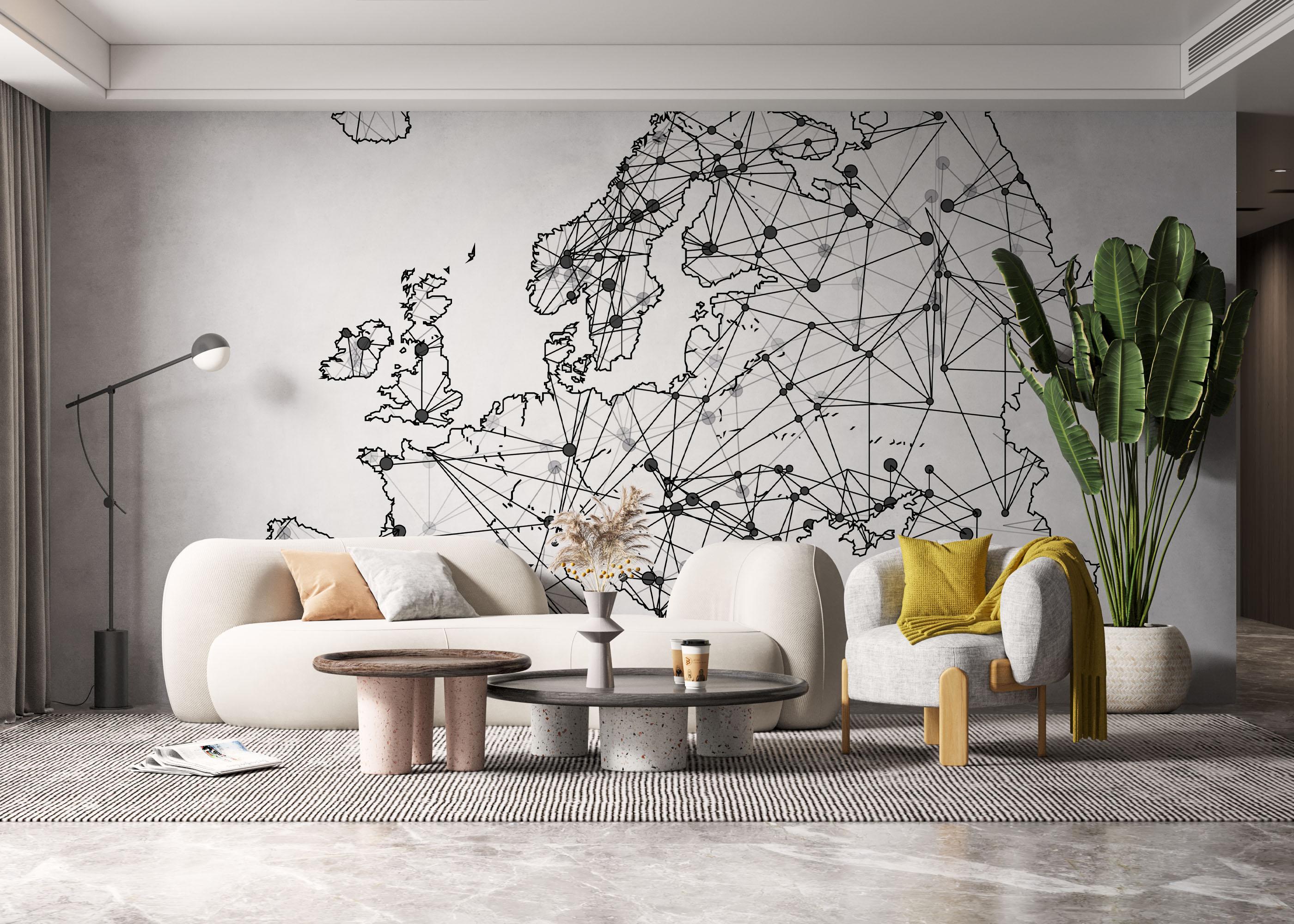 Fototapet Connecting Map mockup 6