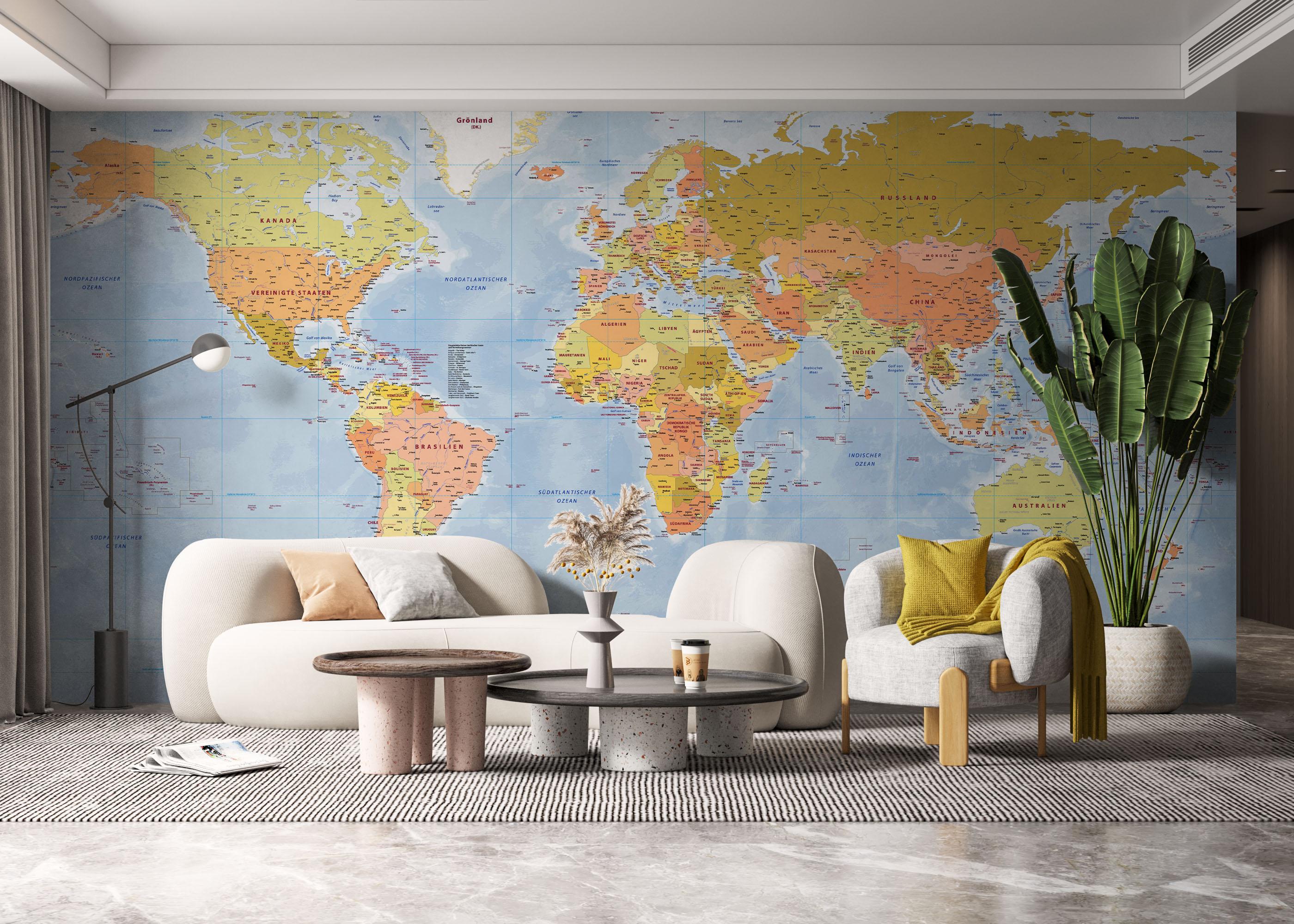 Fototapet Green Orange Map mockup 6