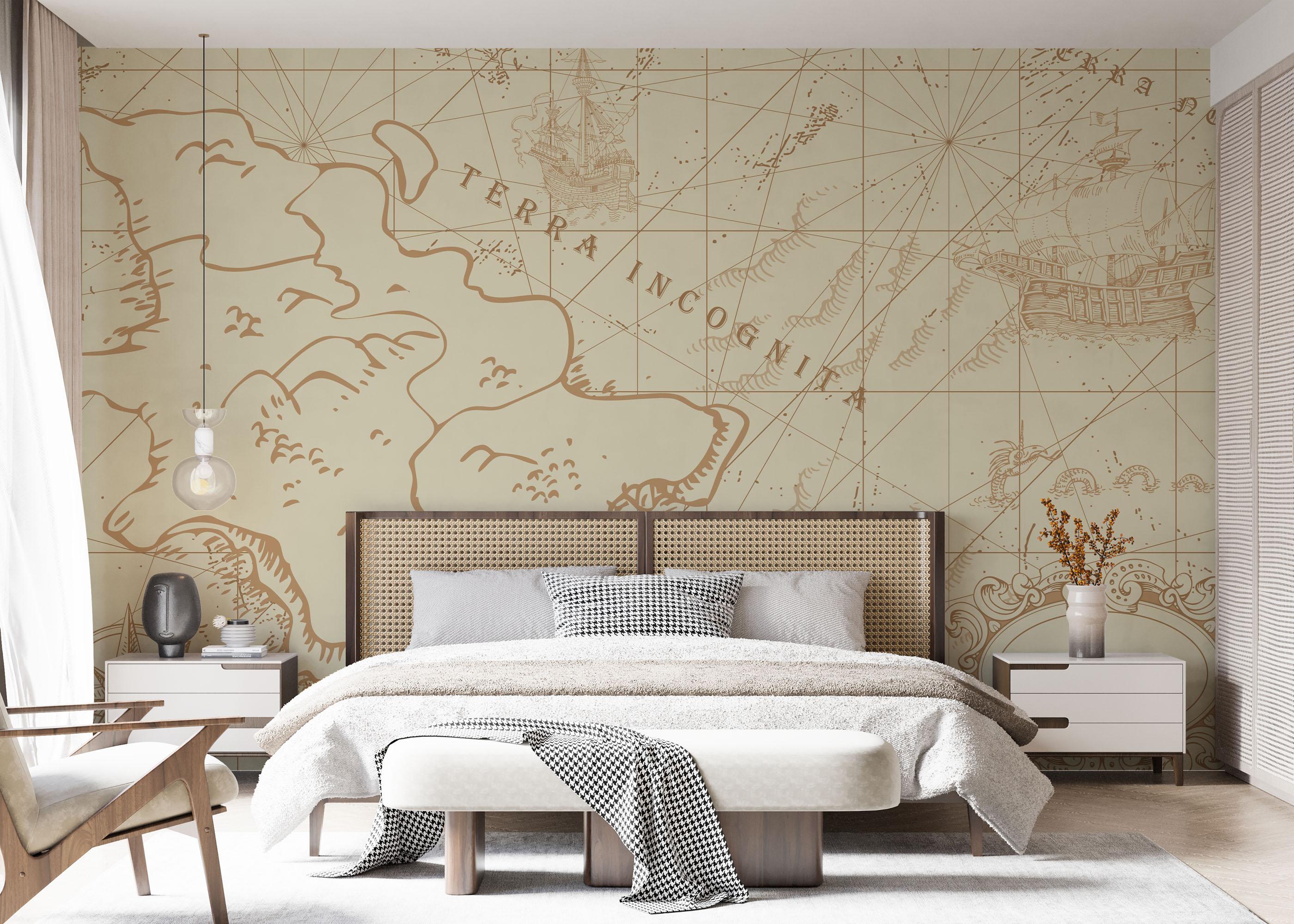 Fototapet Ancient Cream Map mockup 7