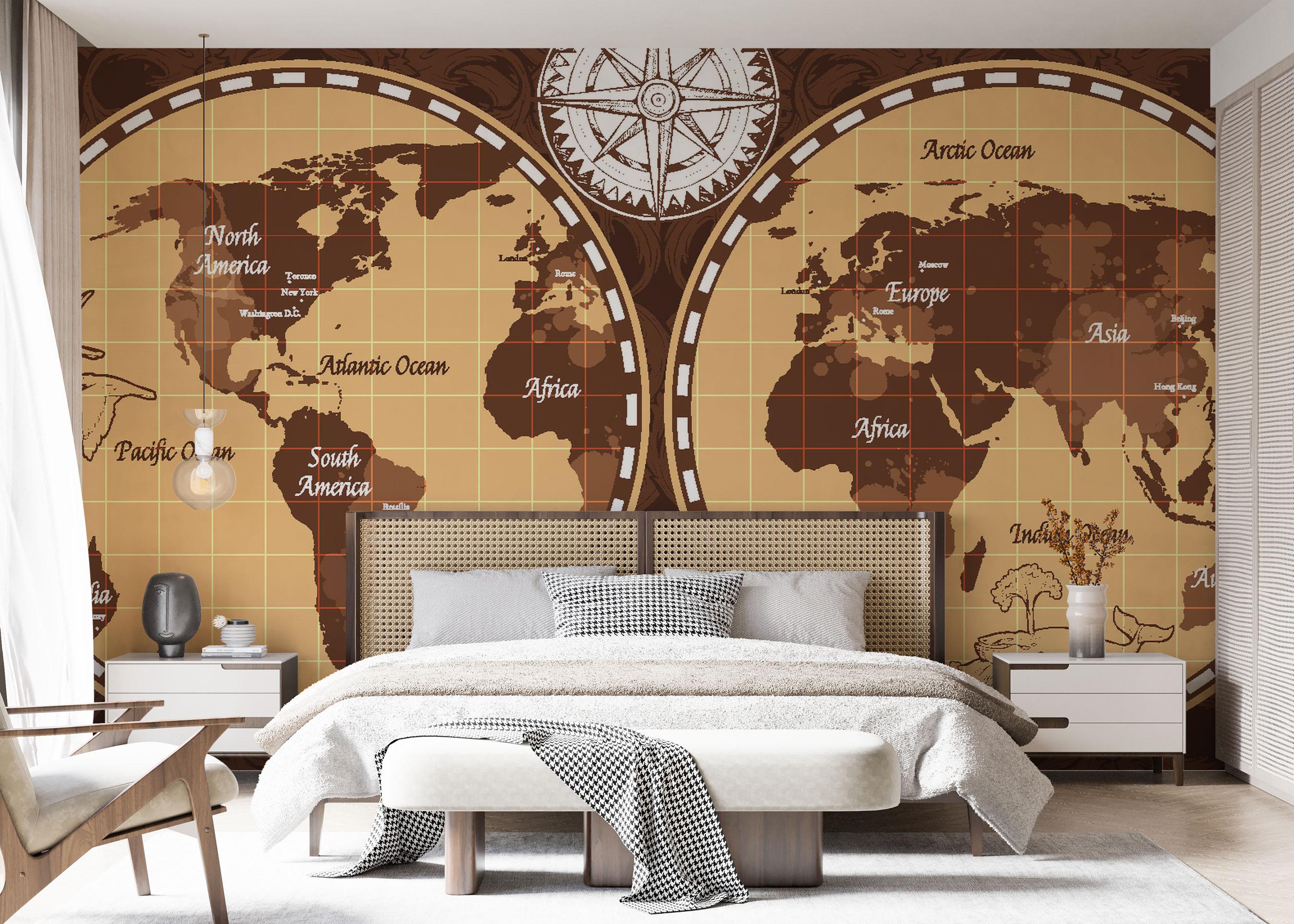 Fototapet Brown Old Map mockup 7