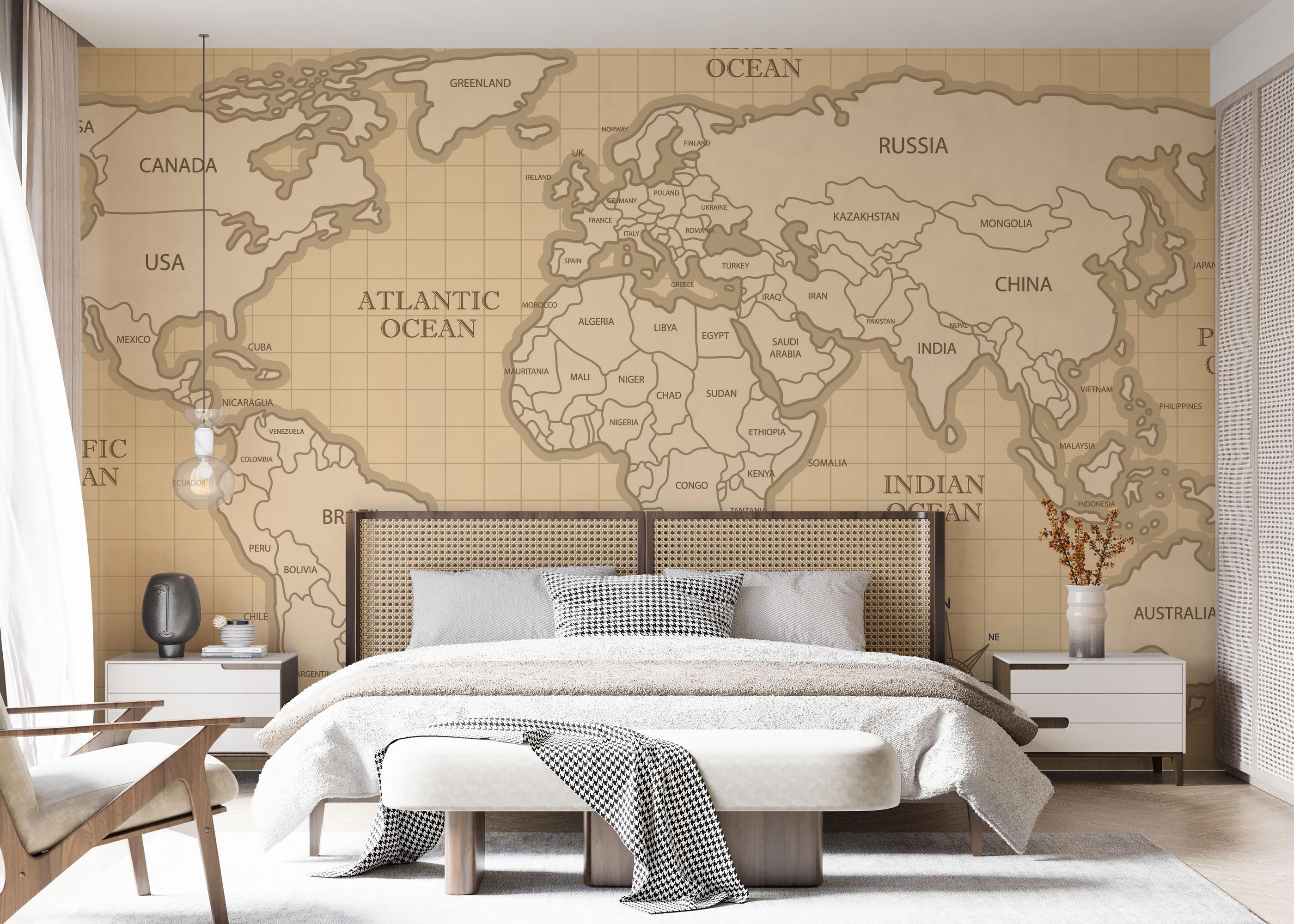 Fototapet Cream Shades Map mockup 7